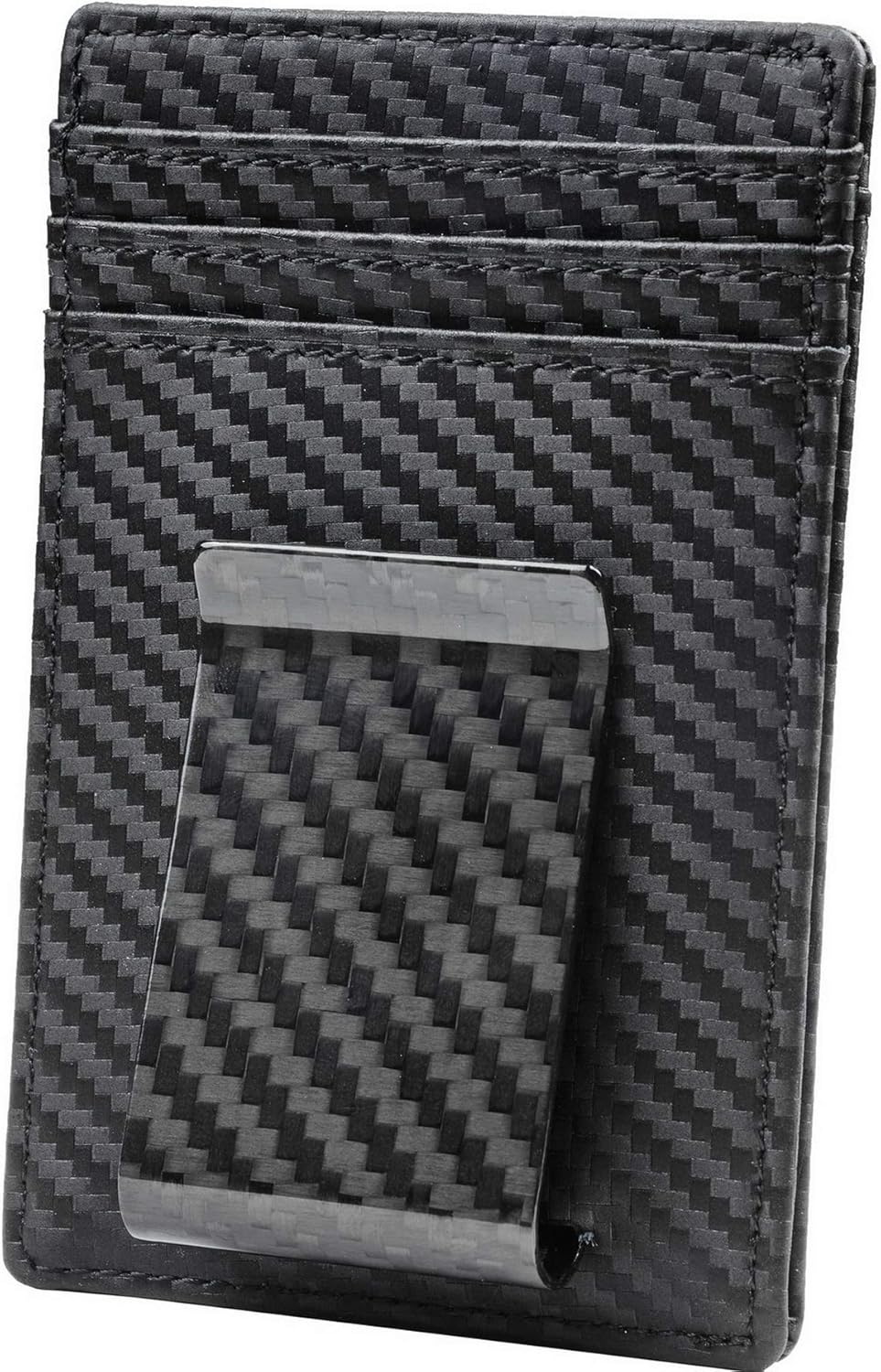 Travelambo Money Clip for Men Carbon Fiber Clip Wallet Leather Slim Minimalist C...