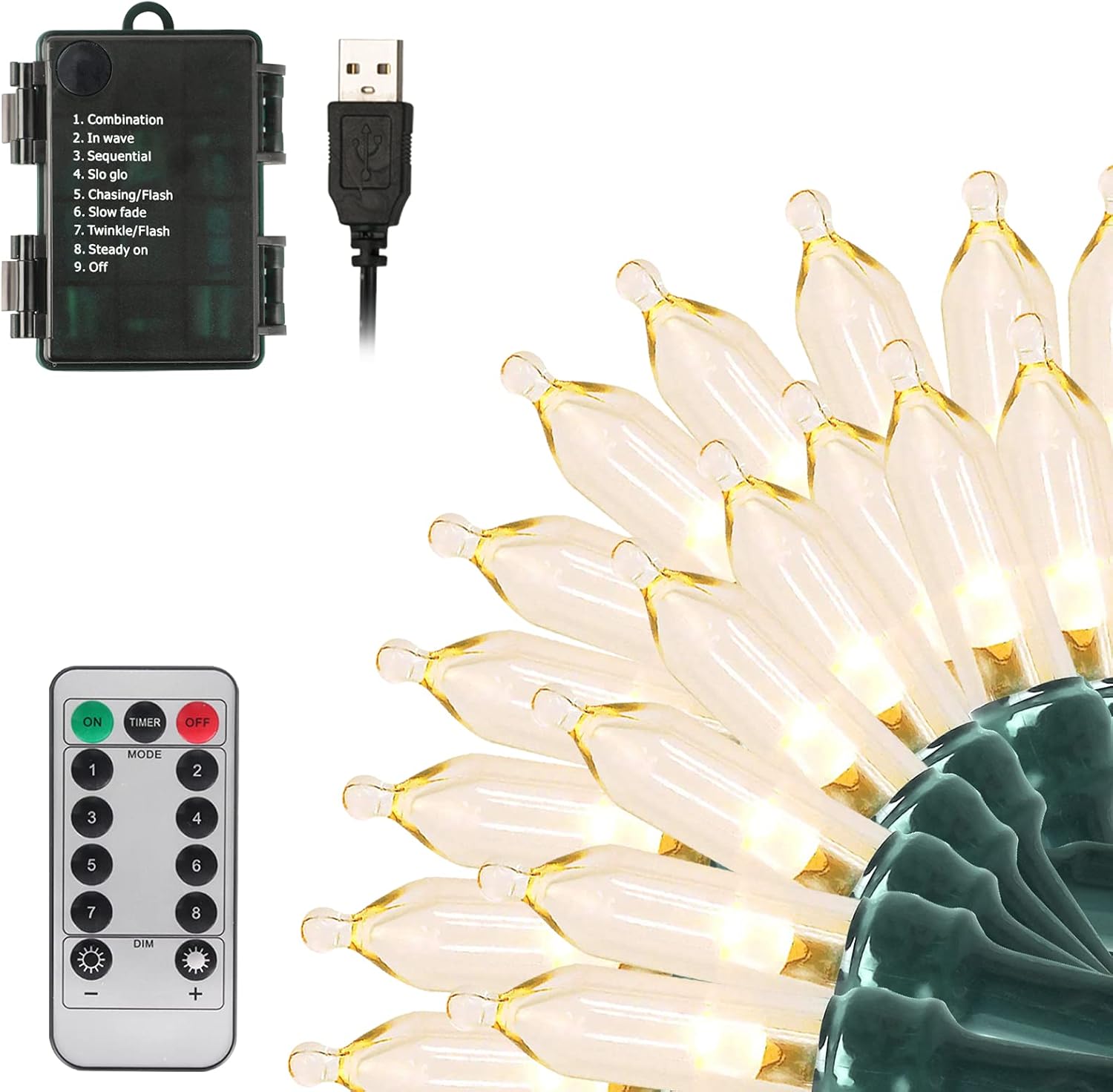Tcamp 33ft 100LED Battery Operated Christmas Lights Outdoor Indoor, Battery Chri...
