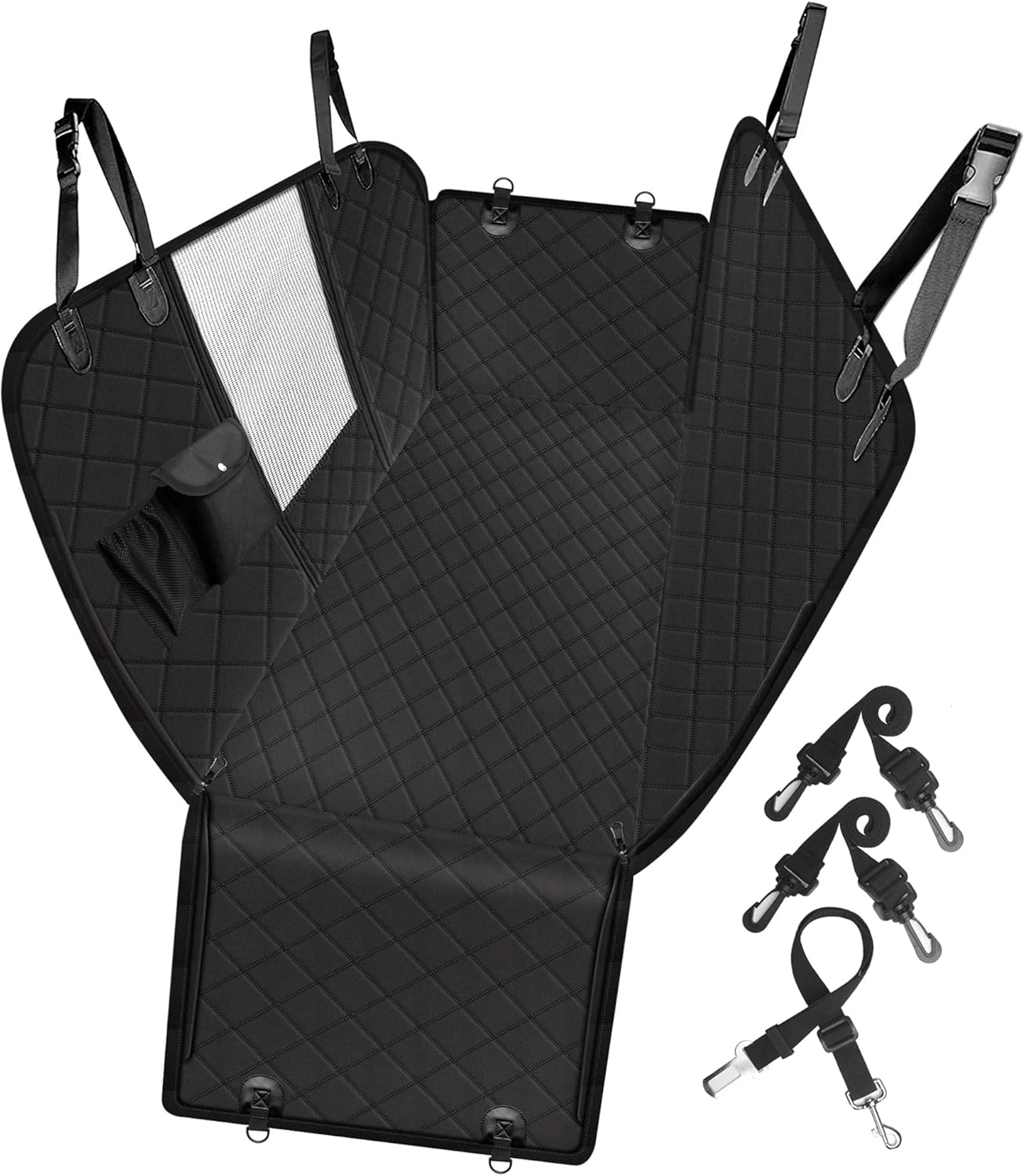 Femuar Dog Car Seat Cover with Storage Pockets Mesh Visual Window, Waterproof No...