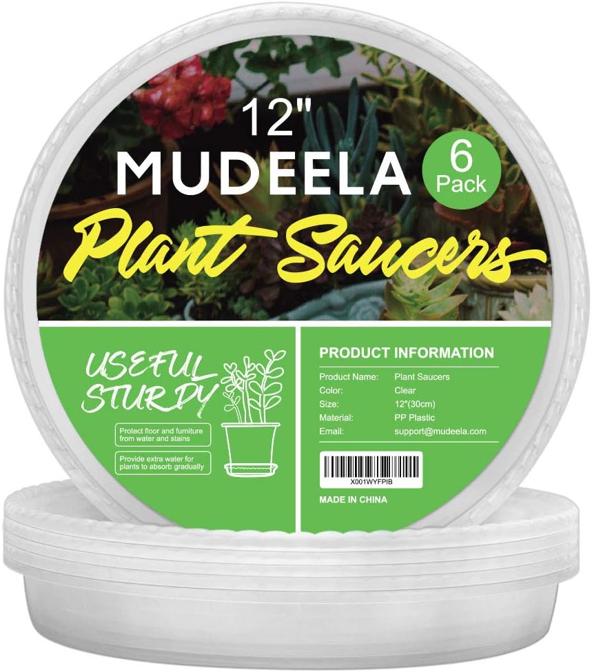 MUDEELA Plant Saucer 6 Pack of 12 inch, Durable Plastic Plant Trays for Indoors,...