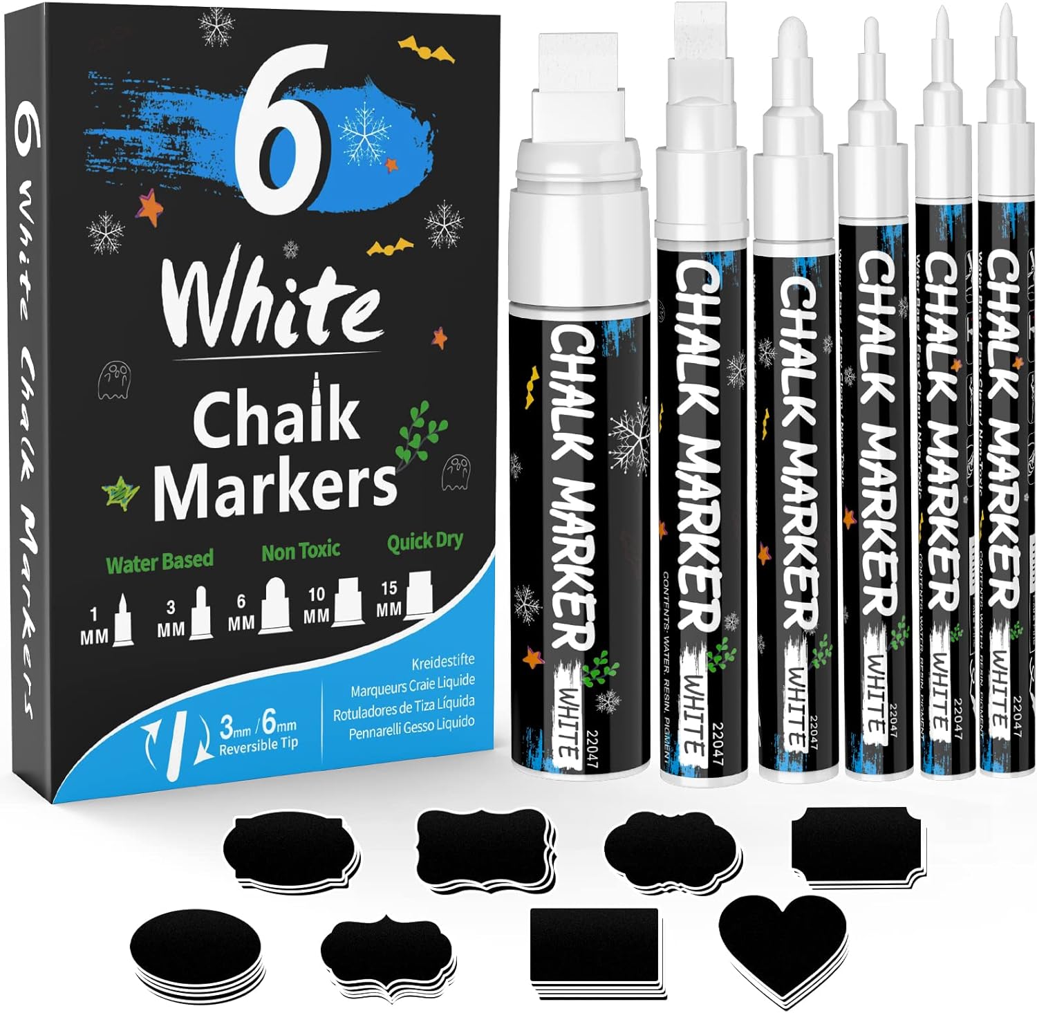 White Window Chalk Markers, Special 6 Pack White Glass Marker, Innovative Liquid...