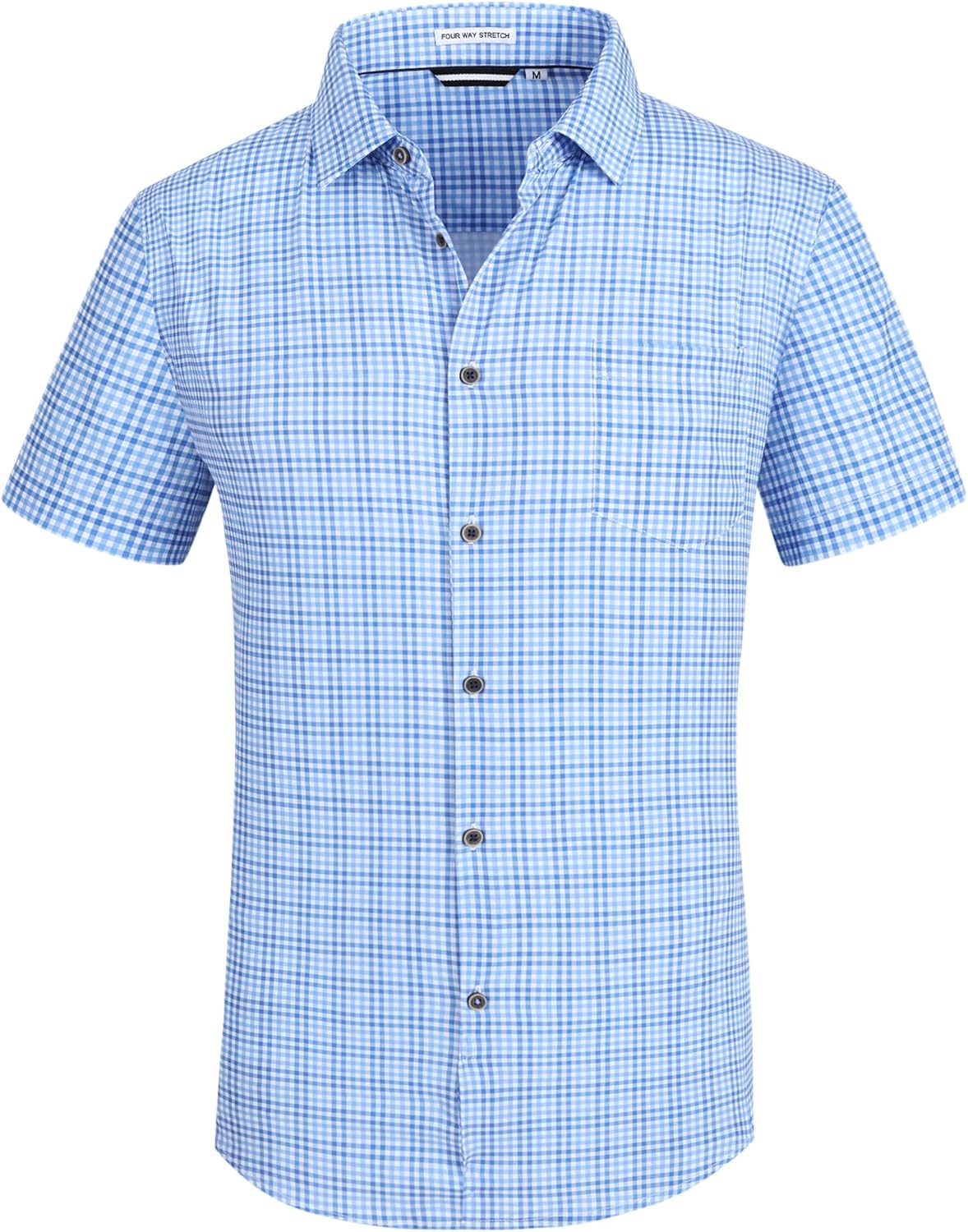 Esabel.C Mens Casual Button Down Shirts Wrinkle Free 4-Way Stretch Short Sleeve...