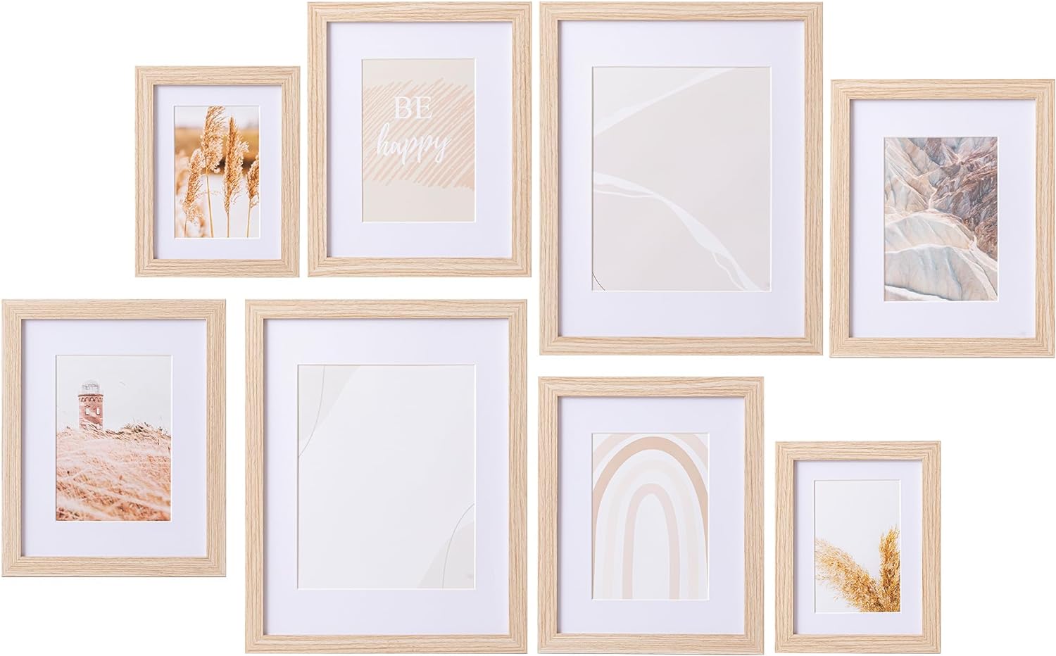 eletecpro Gallery Wall Frame Set of 8 with 2 Pack Art Prints, Including 2Pcs 6x8...