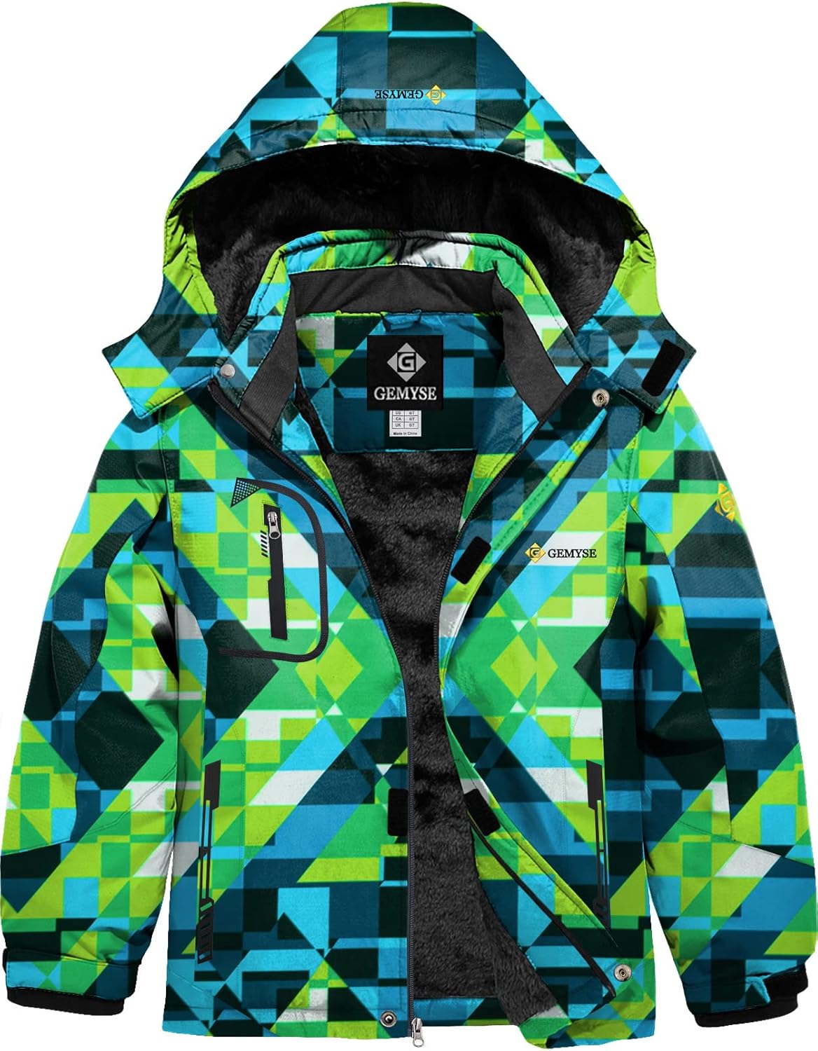 GEMYSE Boy's Waterproof Ski Snow Jacket Fleece Win...
