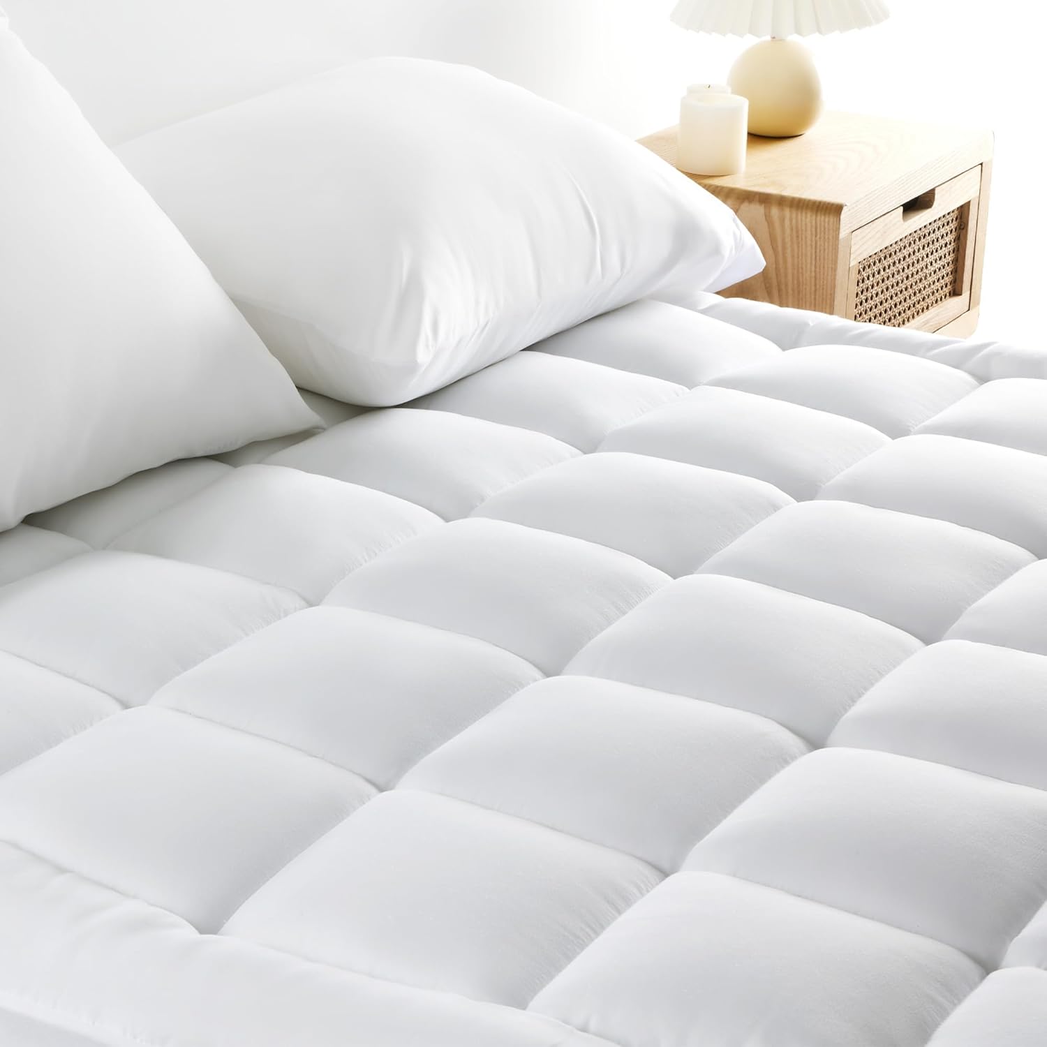 Quilted Mattress Pad Soft, Fluffy Pillow Top Mattress Cover, Down Alternative Fi...