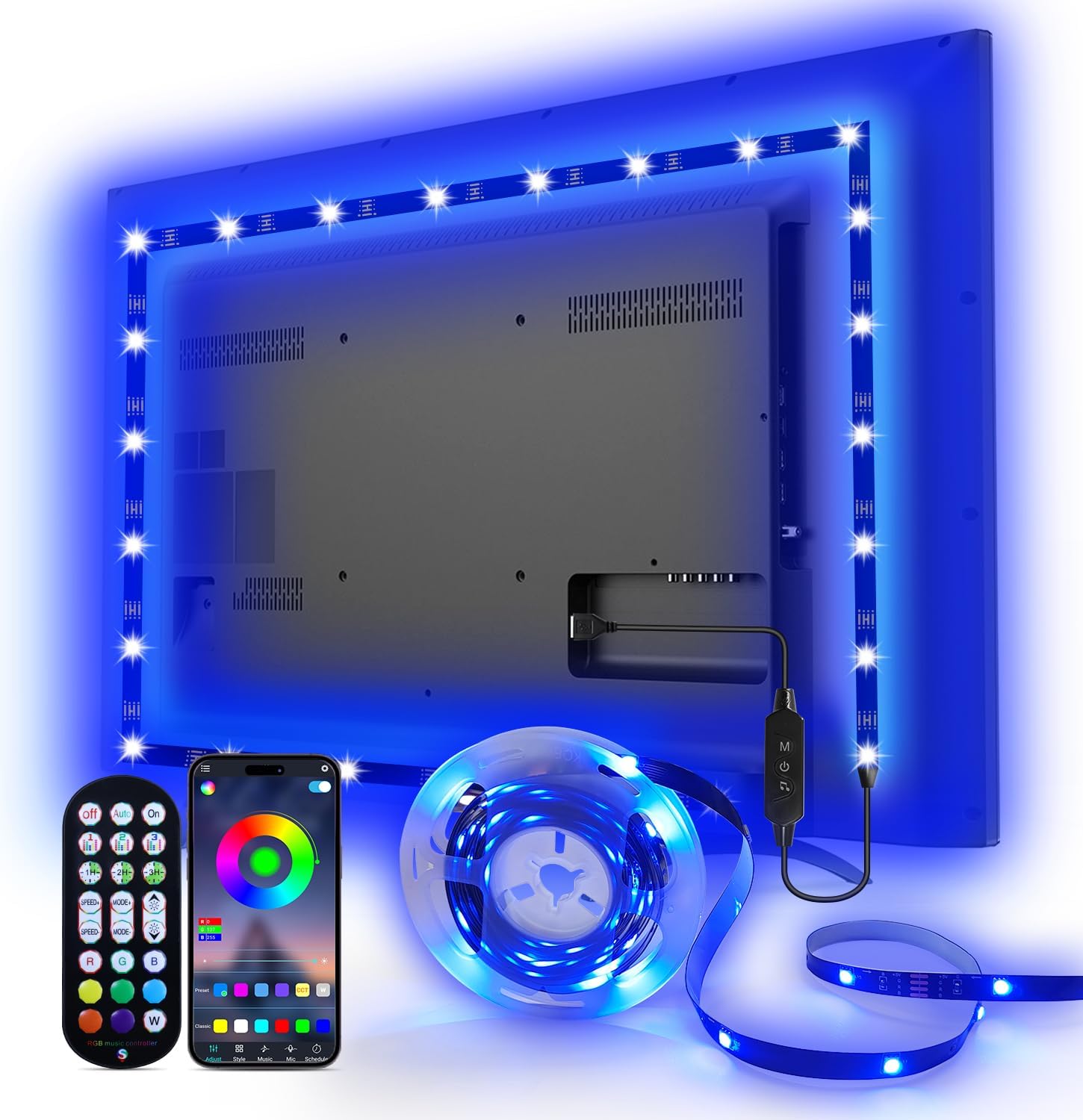 Daymeet LED TV Backlights, 9.8 ft USB Powered LED Lights for TV 32-60 inch RGB C...