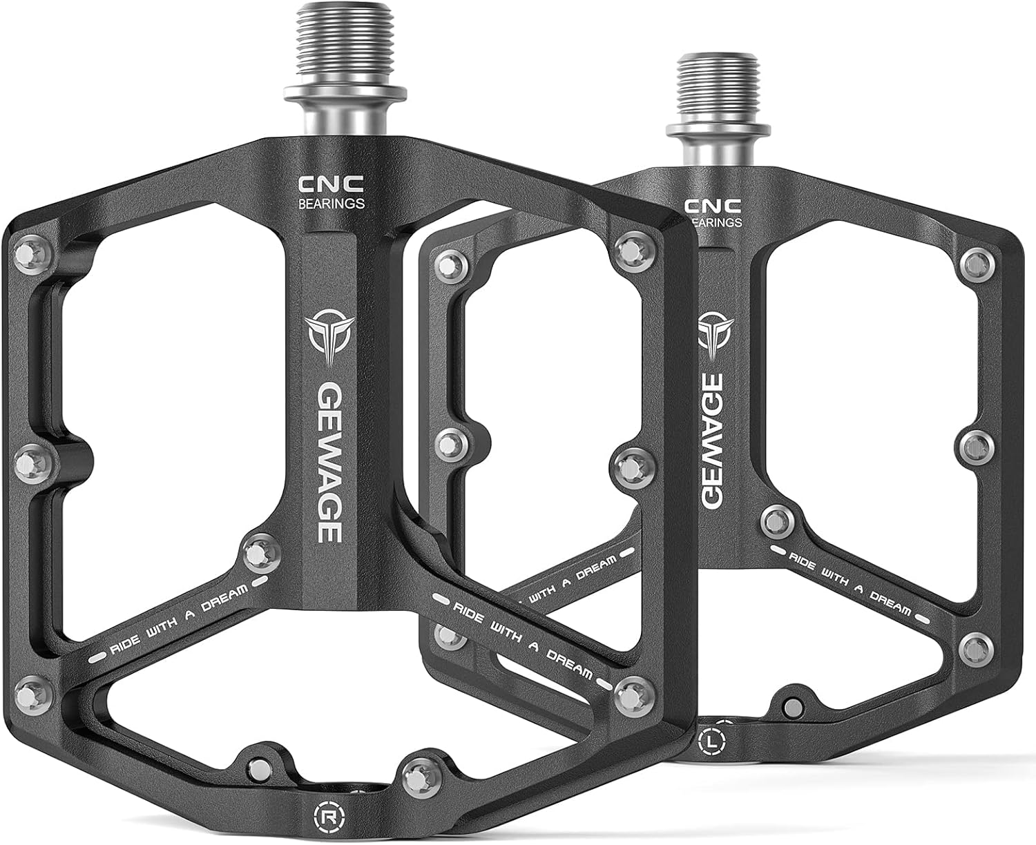 GEWAGE Road/Mountain Bike Pedals - 3 Bearings Bicycle Pedals - 9/16” CNC Machine...