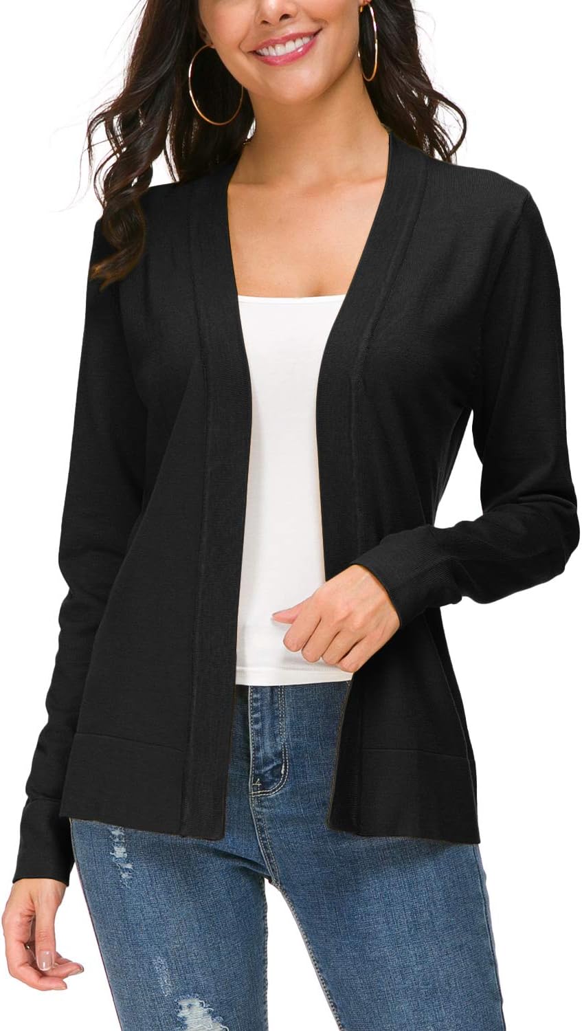 Urban CoCo Women's Long Sleeve Open Front Knit Cardigan Sweater X-Large Black