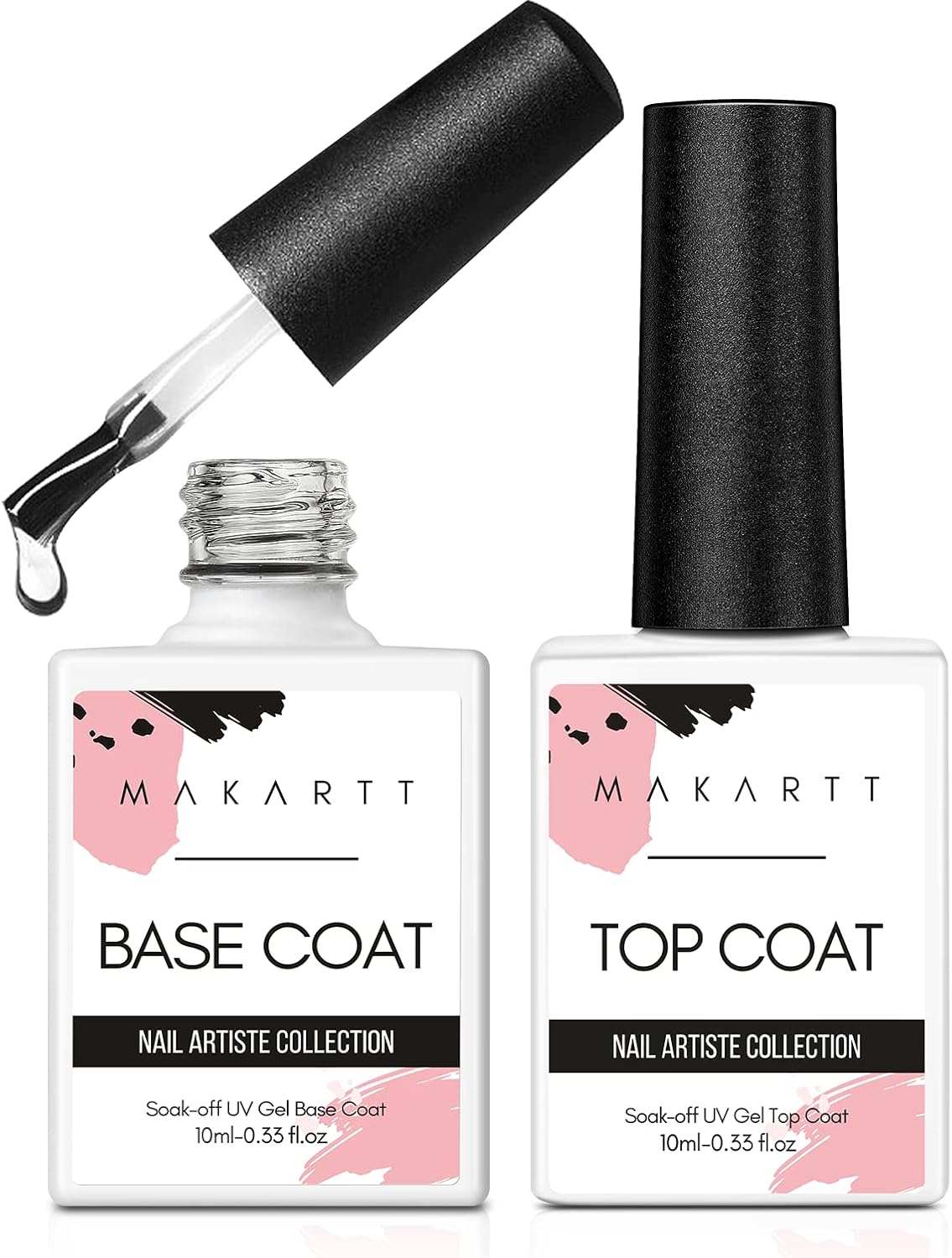 Makartt No Wipe Base and Top Coat Kit 2pcs 10ml Soak Off Nail Gel Base Top Coat...