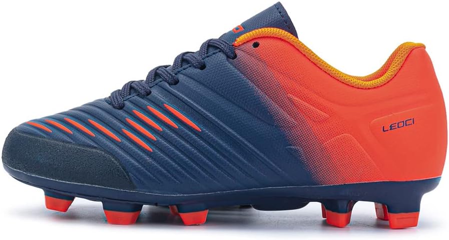 LEOCI Football Shoes - Kid's Anti-Slip Soccer Boots Toddler Outdoor Comfort Clea...