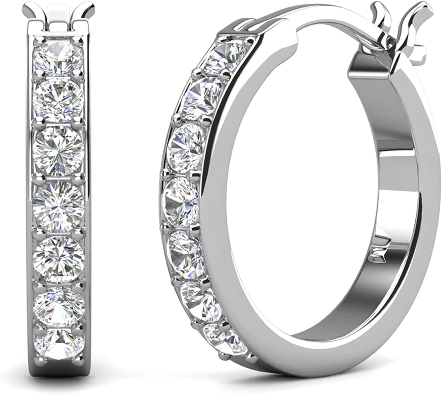 Hoop Loop Earrings for Women18K White Gold with Sparkling Element Crystal with J...