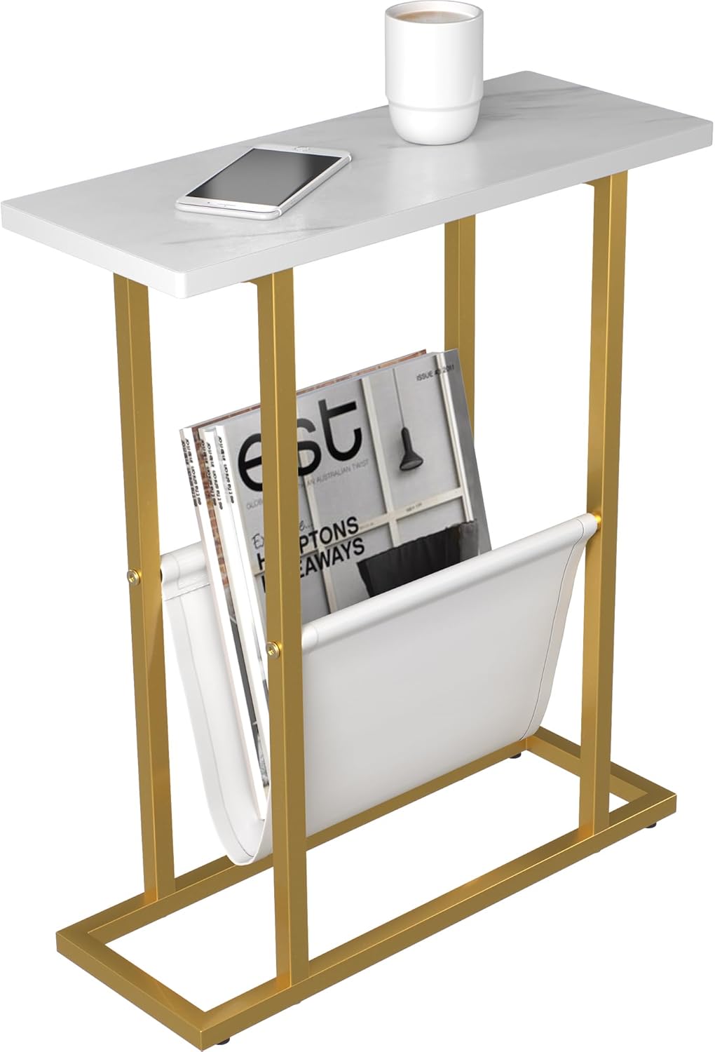 Yusong Small Narrow Side Table for Small Spaces, Slim End Table Magazine Table N...