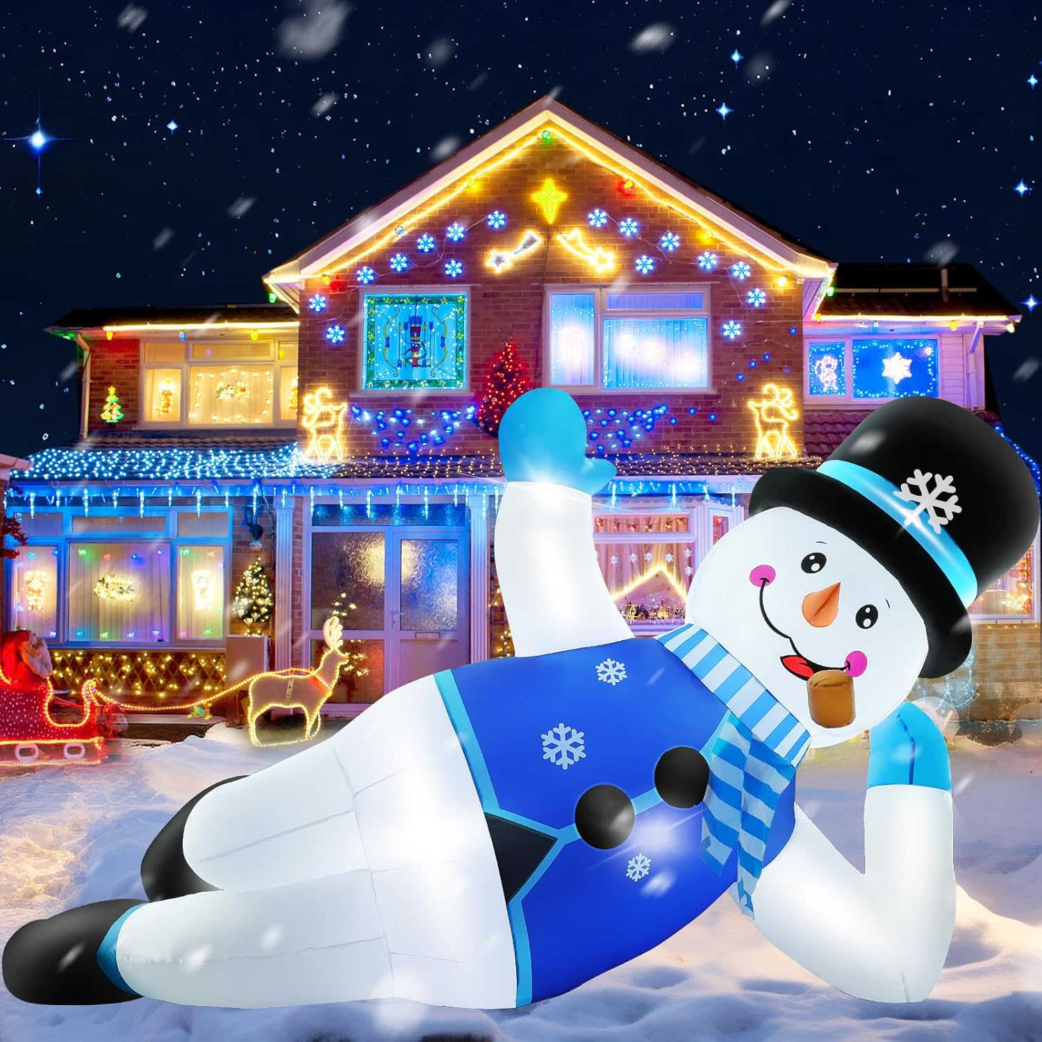 10FT Christmas Inflatables Snowman Outdoor Decorations, Blow Up Yard Decorations...