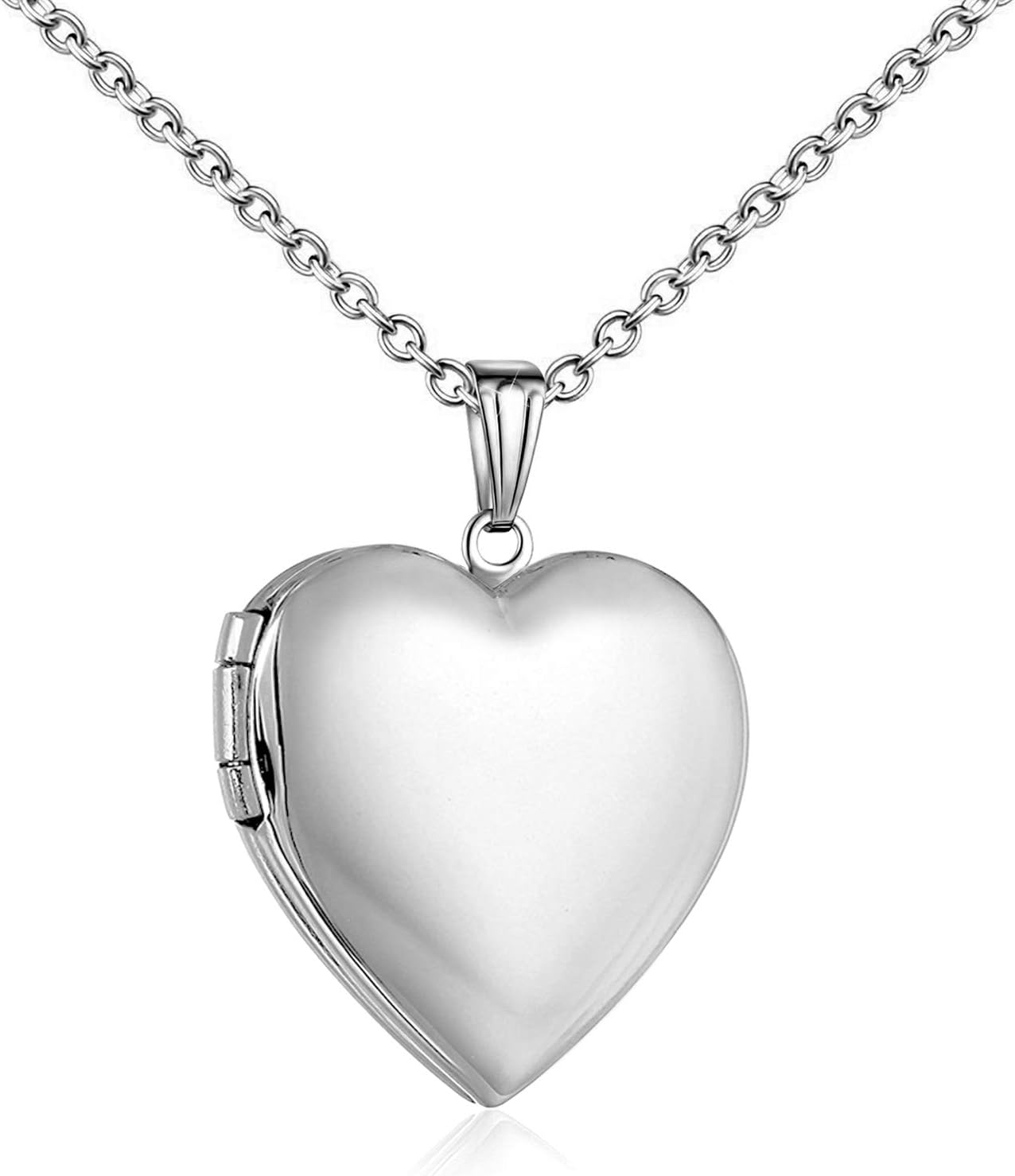 YOUFENG Love Heart Locket Necklace that Holds Pictures Polished Lockets Necklace...