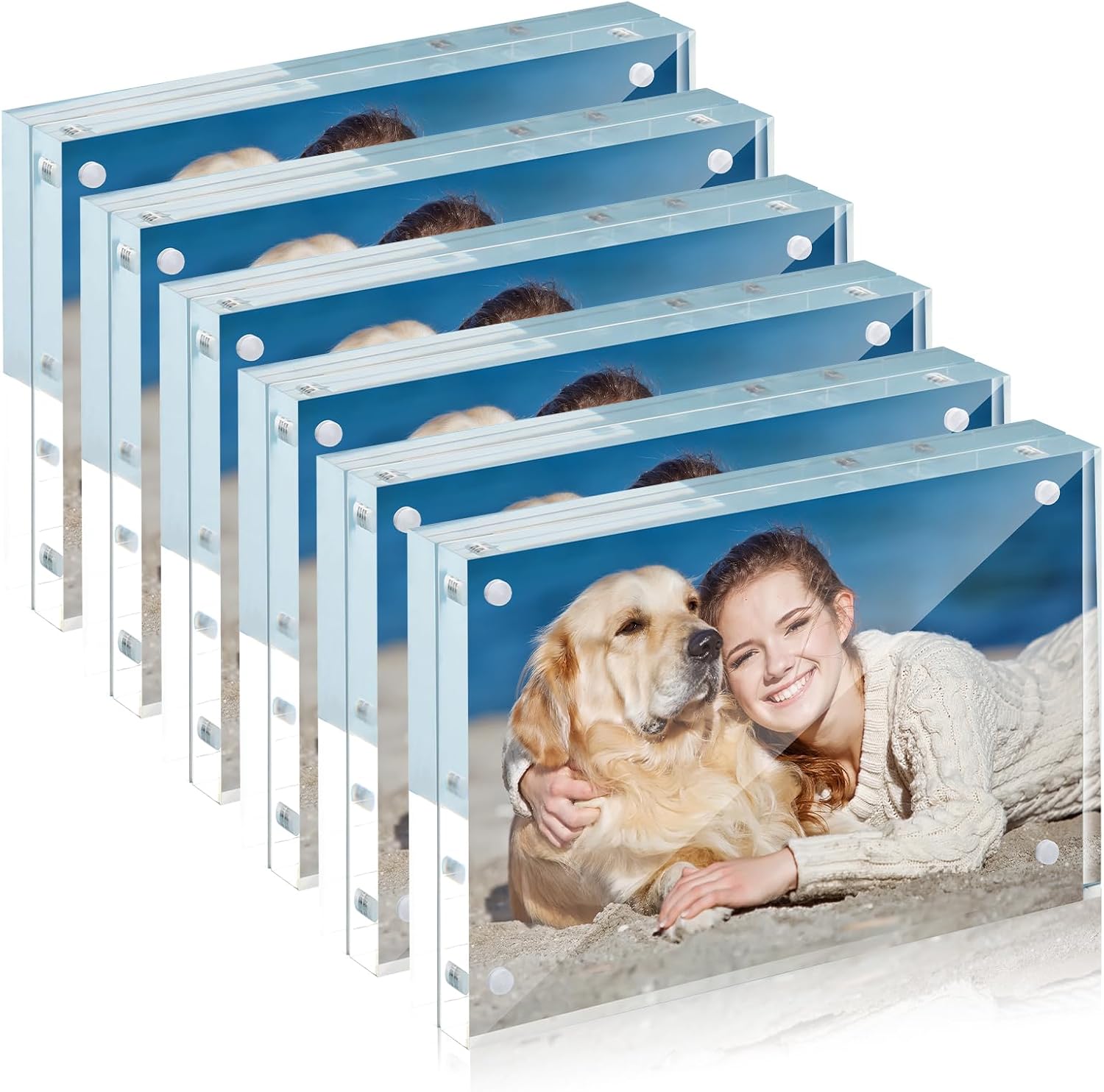 TWING 6PACK Acrylic Picture Frame 5 x 7 Inch Acrylic Photo Frame Horizontal Magn...