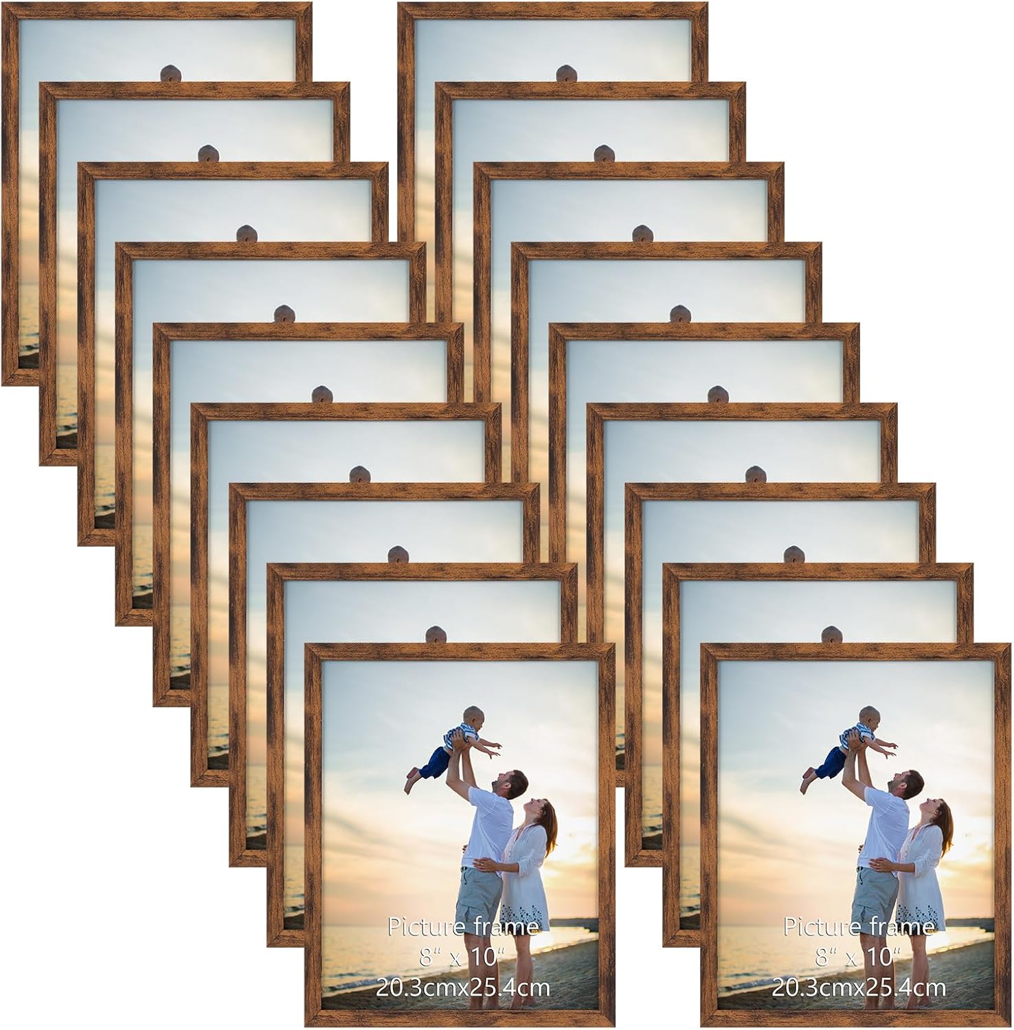 Hoikwo 18 Packs 8x10 Rustic Brown Multi Picture Frames Set for Family Photos, Ar...
