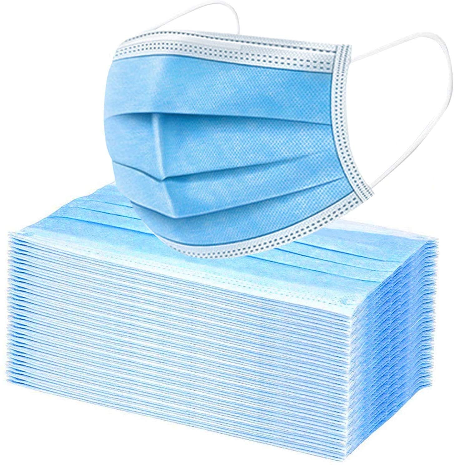 [Pack of 100] Single Use Disposable Face Mask, Effective Filtration, Bulk Pack 3...