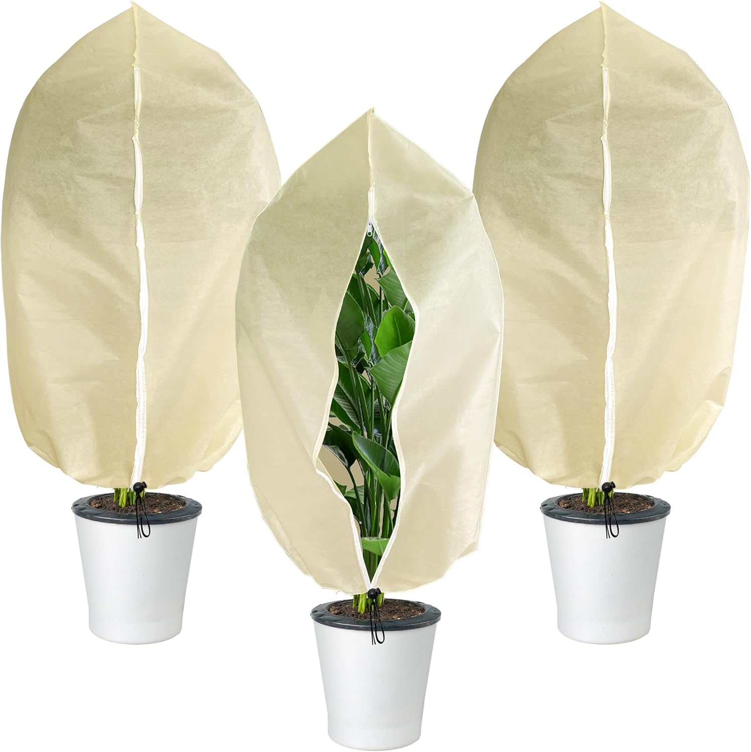 3Packs Winter Plant Frost Protection Covers,100x80CM Garden Fleece Frost Protect...