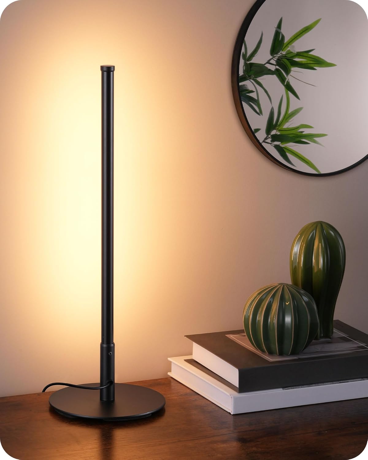 EDISHINE LED Table Lamp, Minimalist Bedside Lamp with 3 Dimmable Color Temperatu...