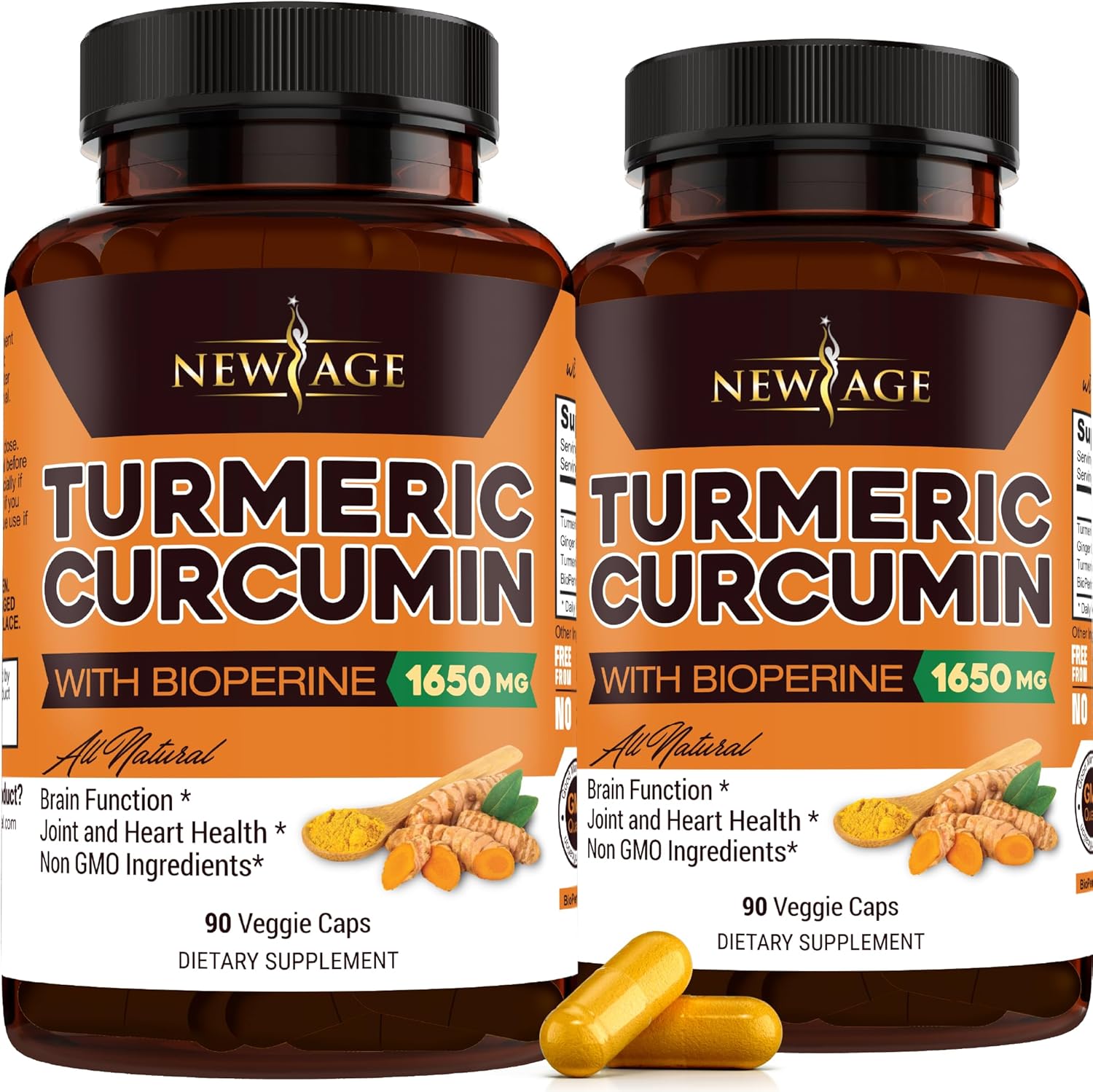 NEW AGE Turmeric Curcumin with Bioperine Capsules - Natural Joint & Healthy Over...