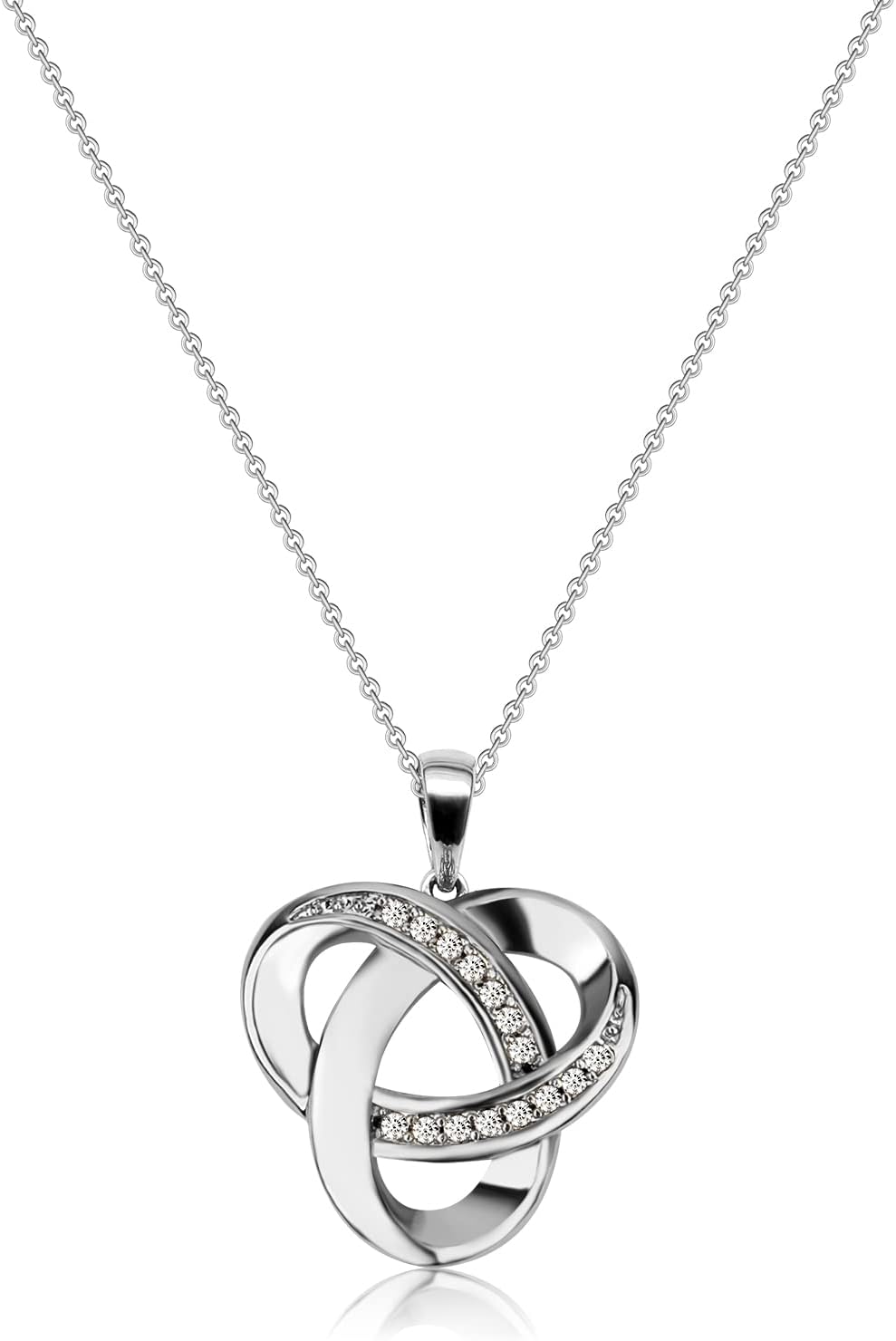 Love Knot Necklace, Special Sterling Silver Diamond Accent Necklace, Unique Fore...
