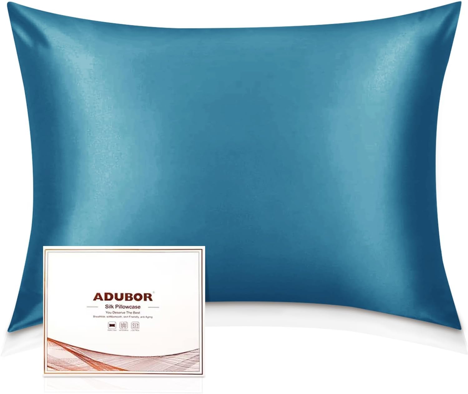 Adubor Silk Pillowcase for Hair and Skin with Hidden Zipper, Both Side 23 Momme...