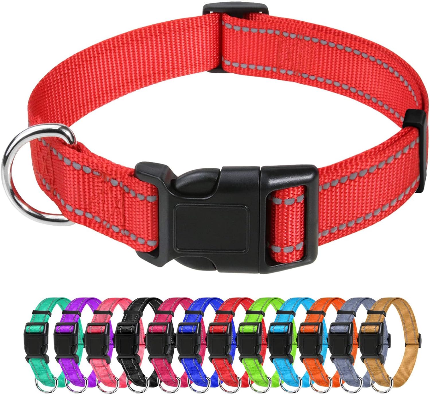 TagMe Reflective Nylon Dog Collars, Adjustable Classic Dog Collar with Quick Rel...