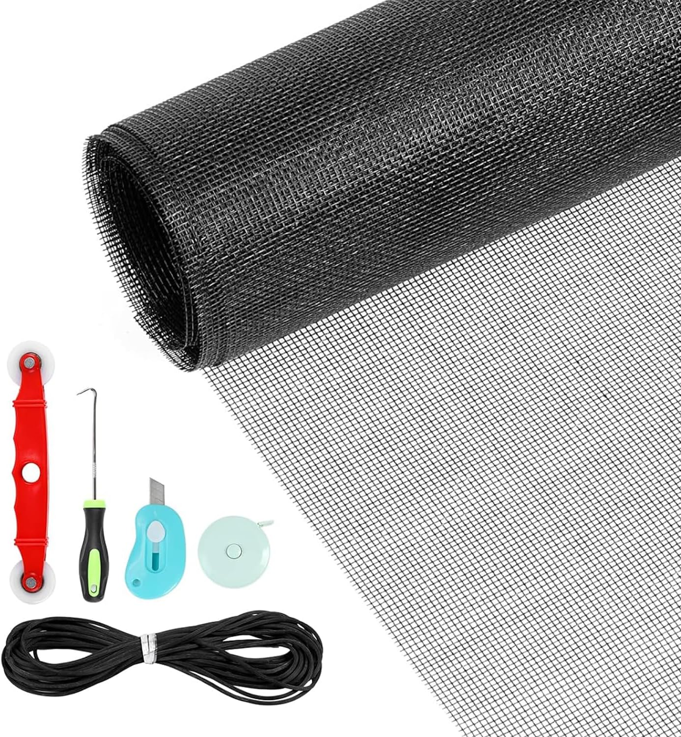 Window Screens Replacement Repair Kit, 48in x 177in Screen Door Mesh Replacement...