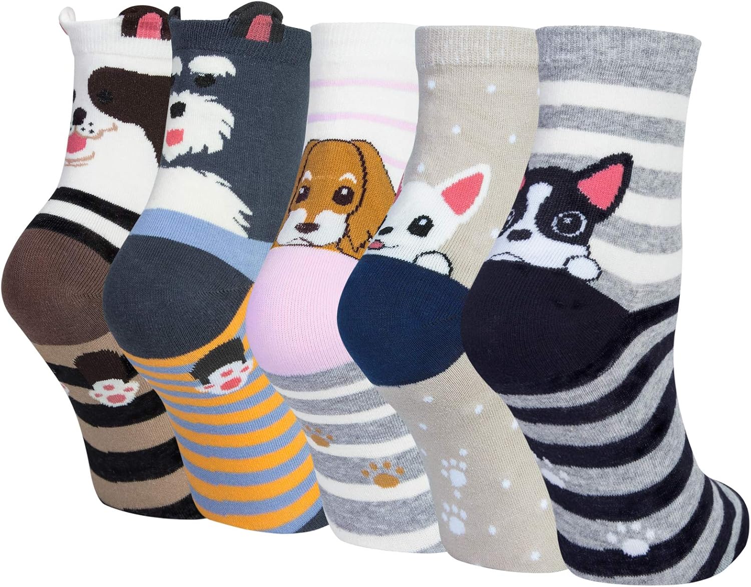 Chalier Cozy 5 Pairs Women Socks Funny Cute Animal Ladies Socks Cat Dog Socks Gi...