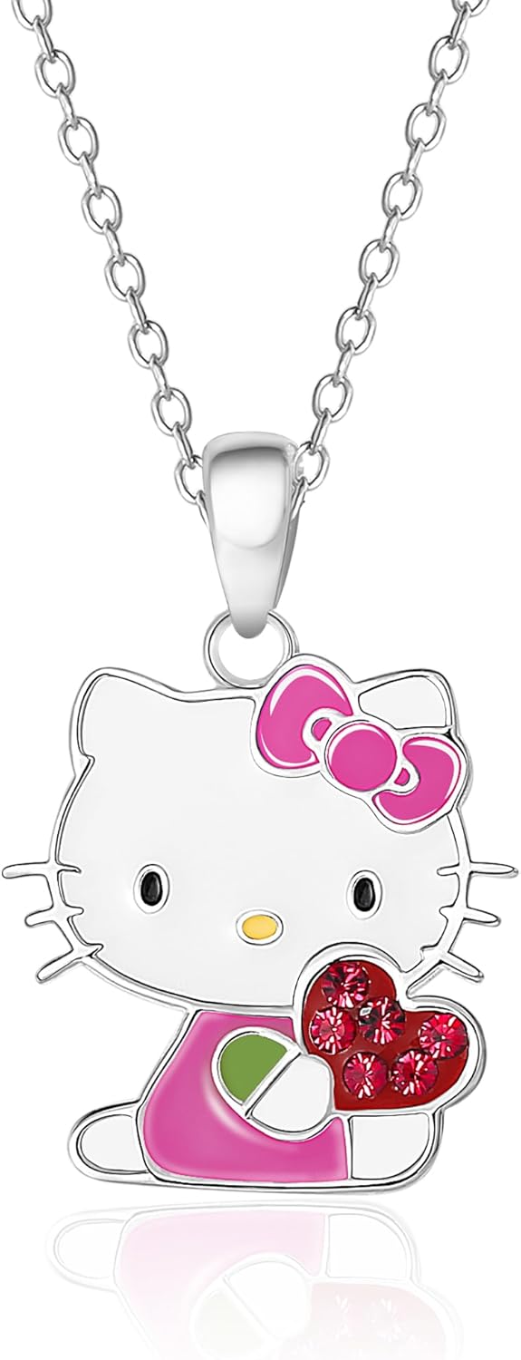 Hello Kitty Sanrio Necklace Official License - Silver Plated Necklace with Ename...