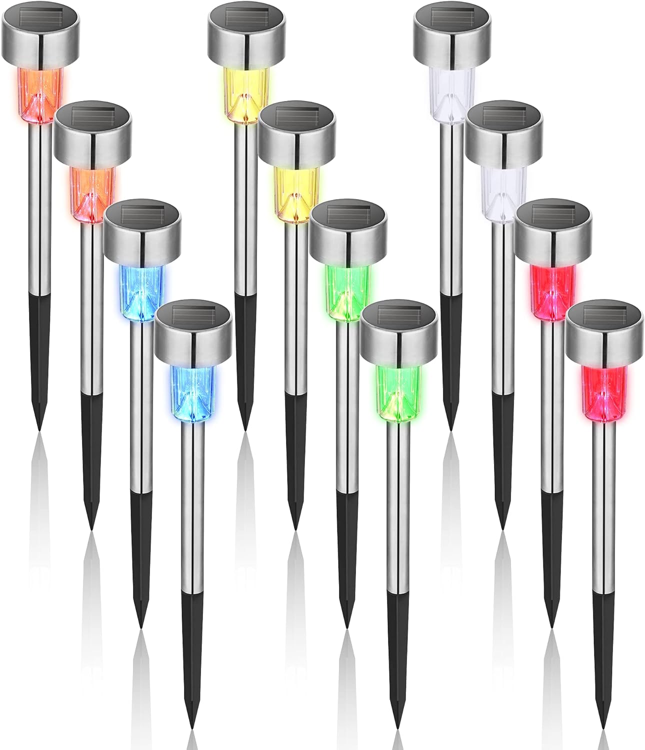 GIGALUMI 12Pack 6Color Solar Garden Lights/Path Li...