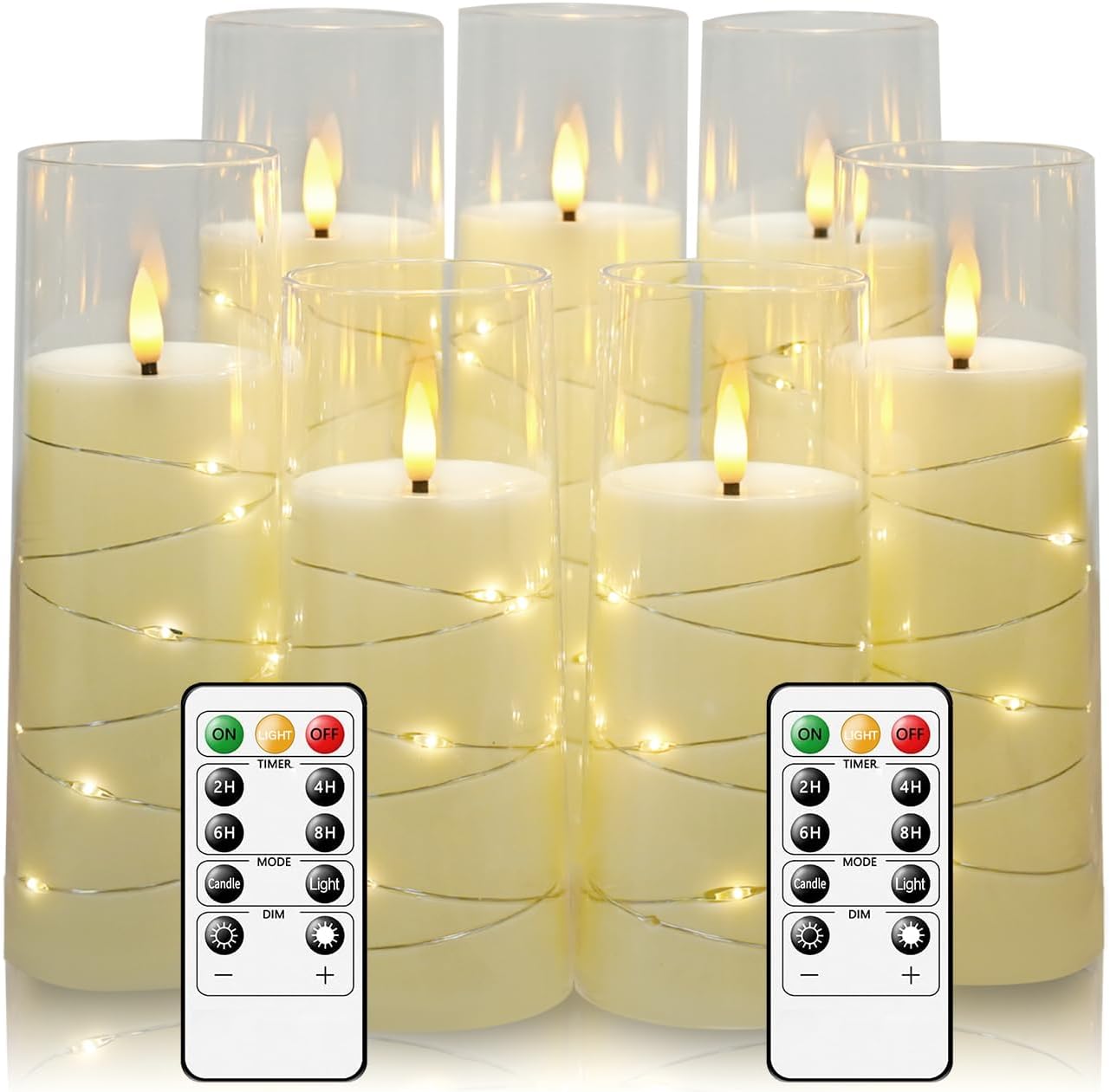 Flameless Candles with Embedded Star String, Battery Operated LED Pillar Candles...