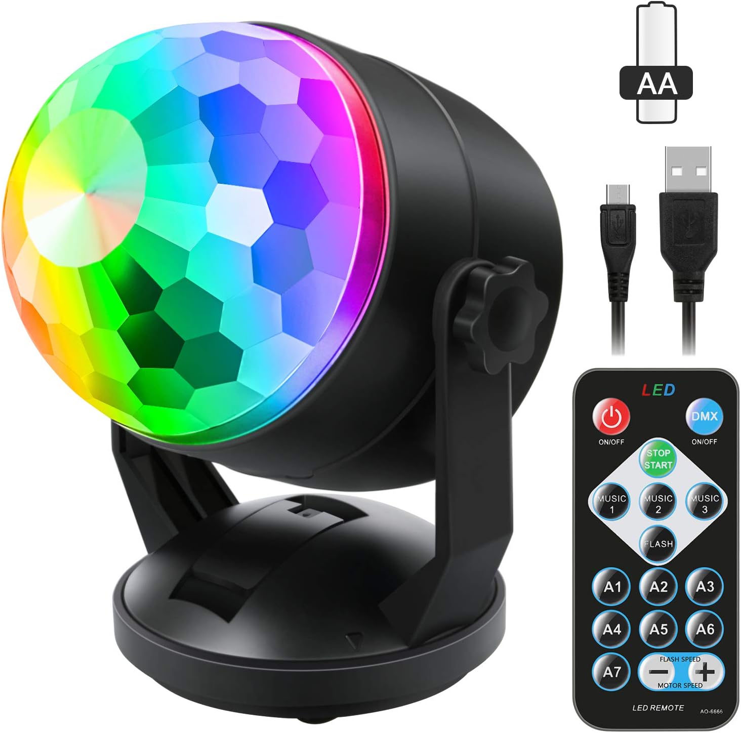 Luditek Portable Sound Activated Party Lights Indoor Outdoor, Battery Powered/US...