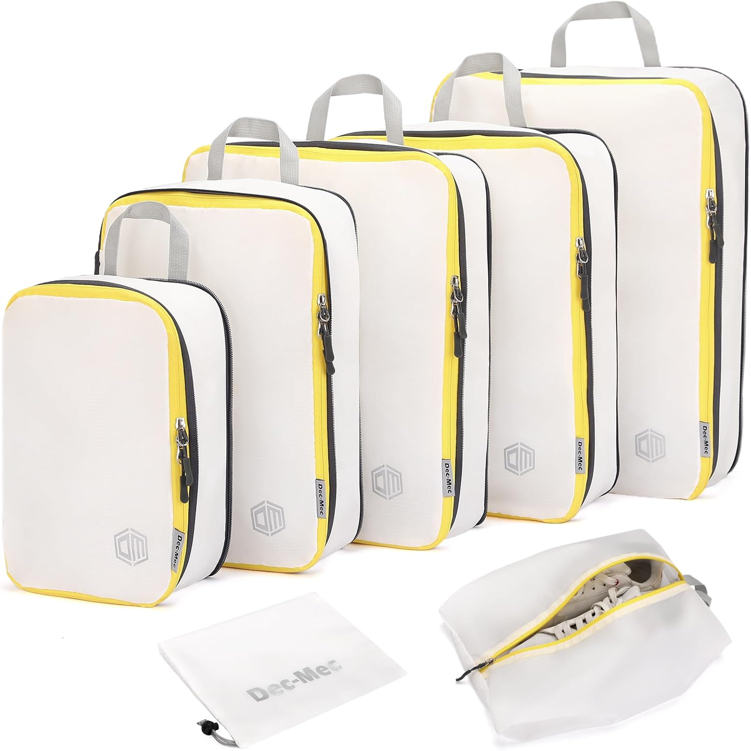 7 Set Ultralight Nylon Compression Packing Cubes Travel Packing Organizers for C...