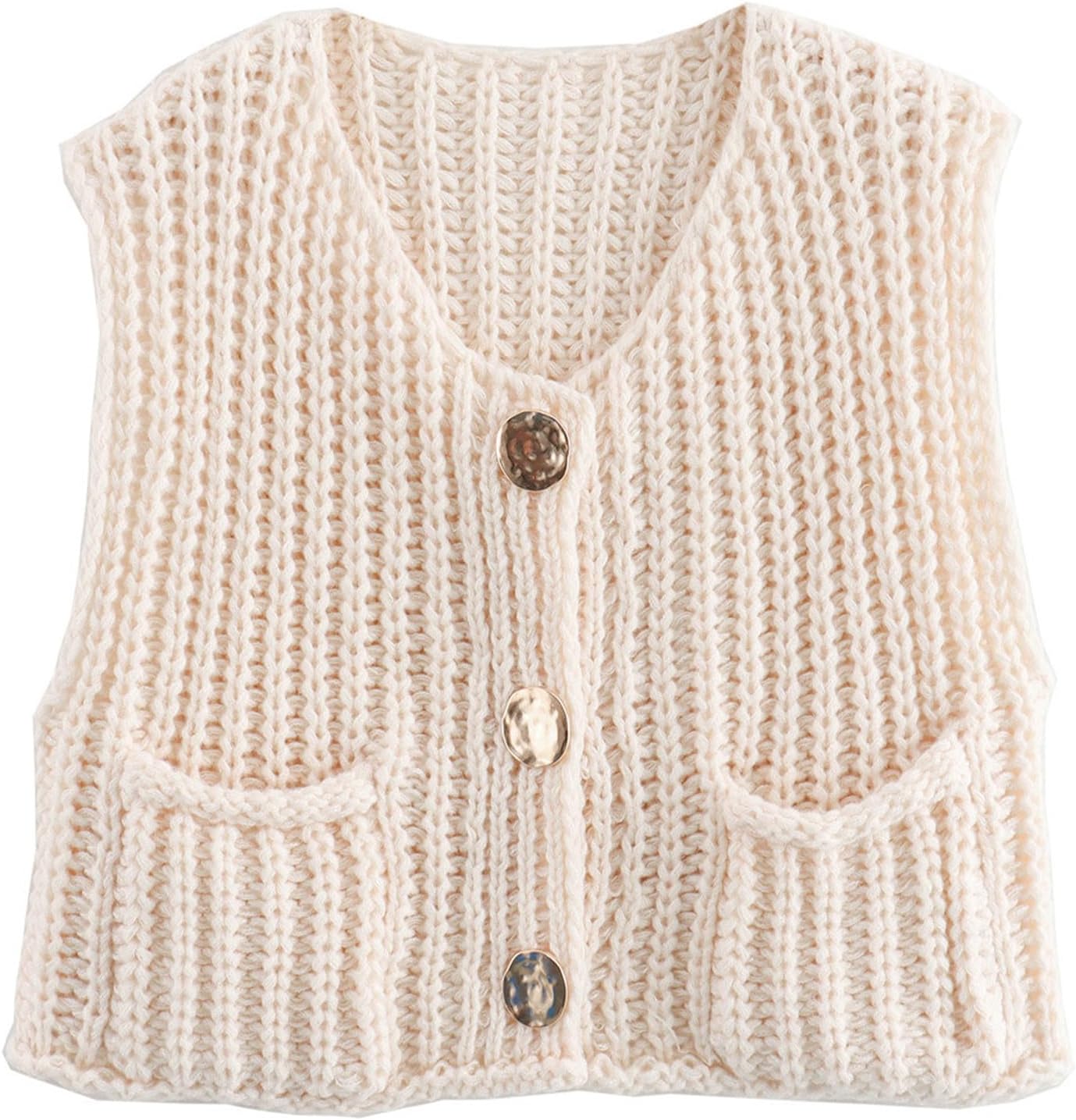 Wyeysyt Womens Sleeveless Crop Knit Cardigan Casual Button Down Cropped Knitted...