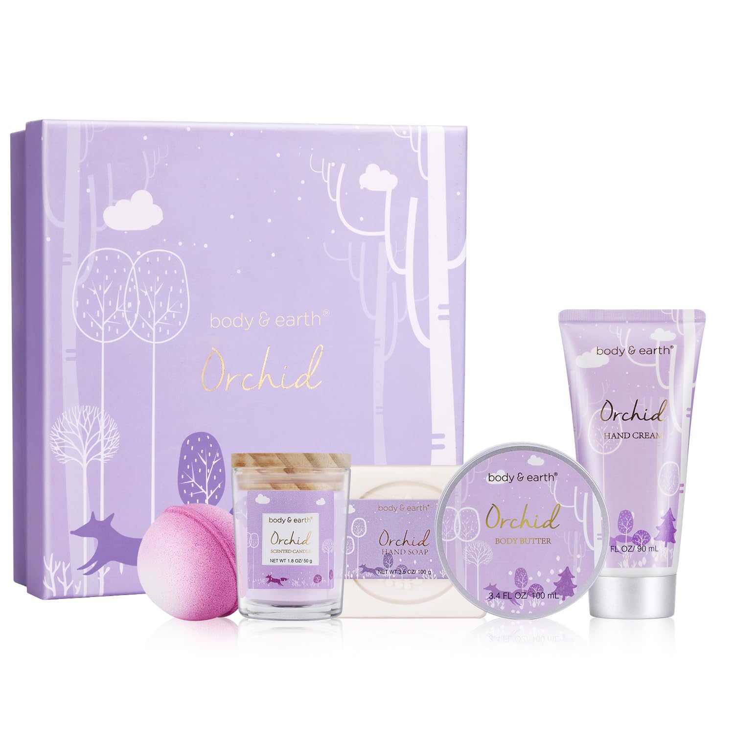 Spa Gifts for Women, Body & Earth 5 Pcs Gifts for Women Orchid Gift Sets for Wom...