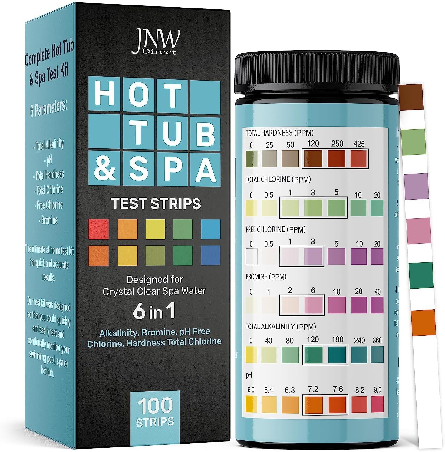 Hot Tub and Pool Test Strips - 6in1 Quick & Accurate Hot Tub, Spa, Pool Test Str...