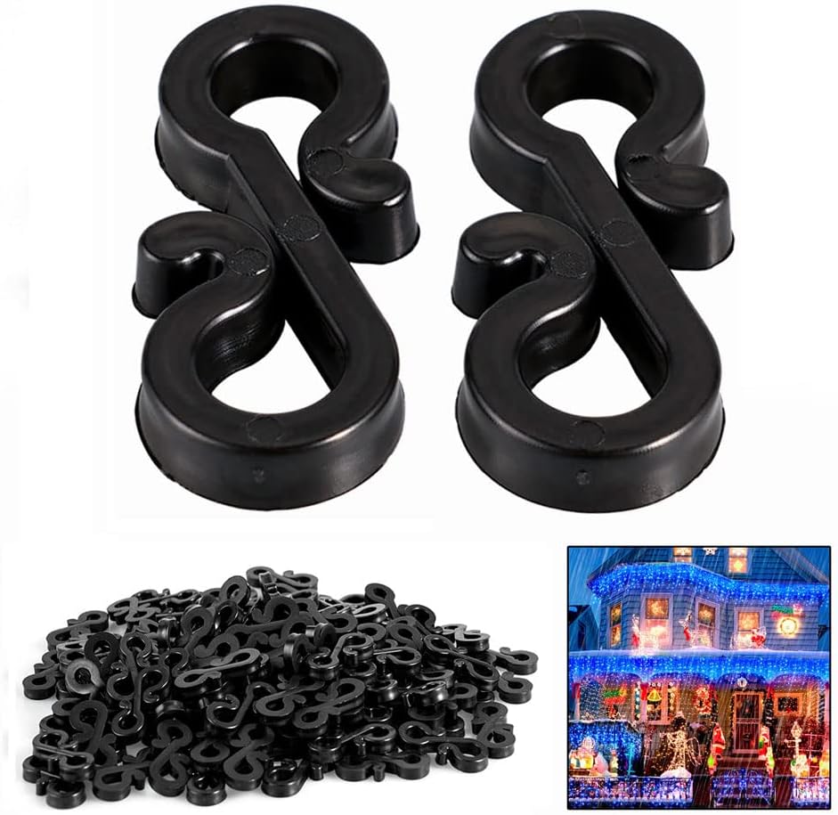 COMBIUBIU 120pcs Mini Plastic Gutter Hooks, Outdoor Light Hooks Clips, S Clip Ho...