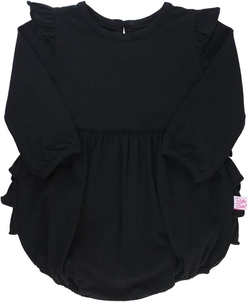 RuffleButts® Baby/Toddler Girls Long Sleeve Bubble Rompers 2T Black
