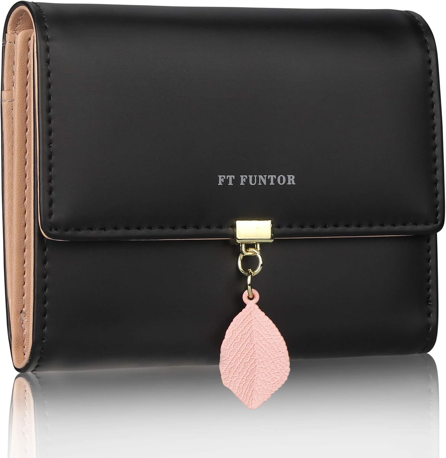 FT FUNTOR PU Leather Wallet for Women RFID-Blocking, Ladies Bifold Leaf Pendant...