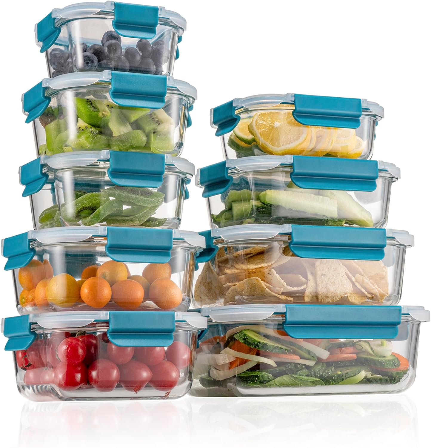 Glass Food Storage Containers with Airtight Lids-Glass Meal Prep Containers/Bent...