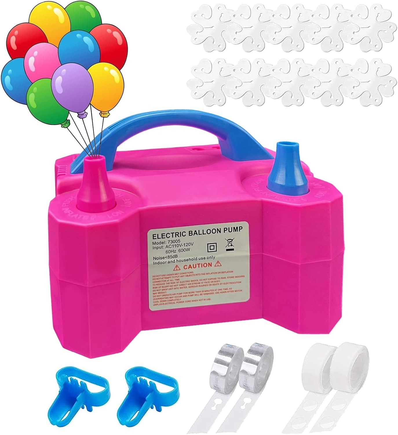 Balloon Pump, Balloon Pump Electric, Portable Dual Nozzle Electric Blower Air Pu...