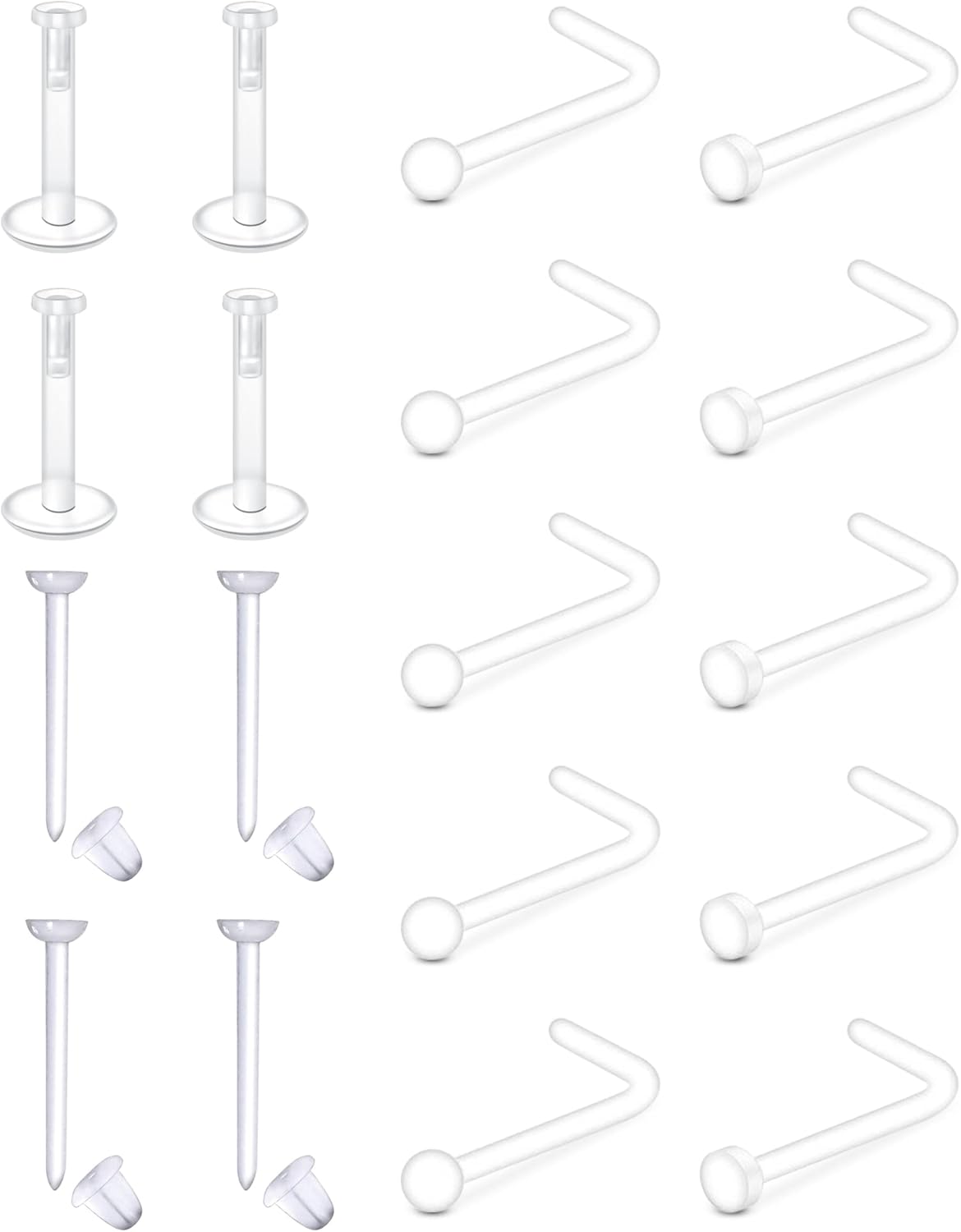 Longita Clear Nose Studs Clear Nose Rings for Work Clear Nose Piercing Plastics...