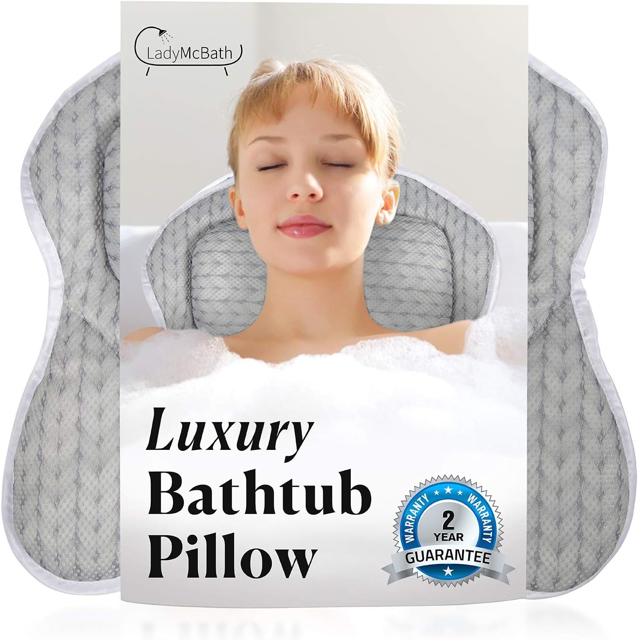 Lady McBath Bath Pillow, Luxury Pillow for Tub Neck and Back Support, Special Pi...