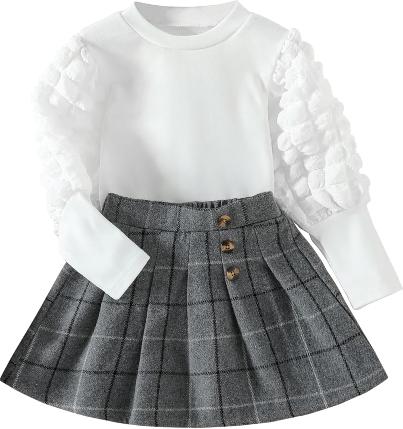 Toddler Girl Clothes, Stylish DONWEN Skirt Outfits Set, Unique Puff Sleeve Tops,...