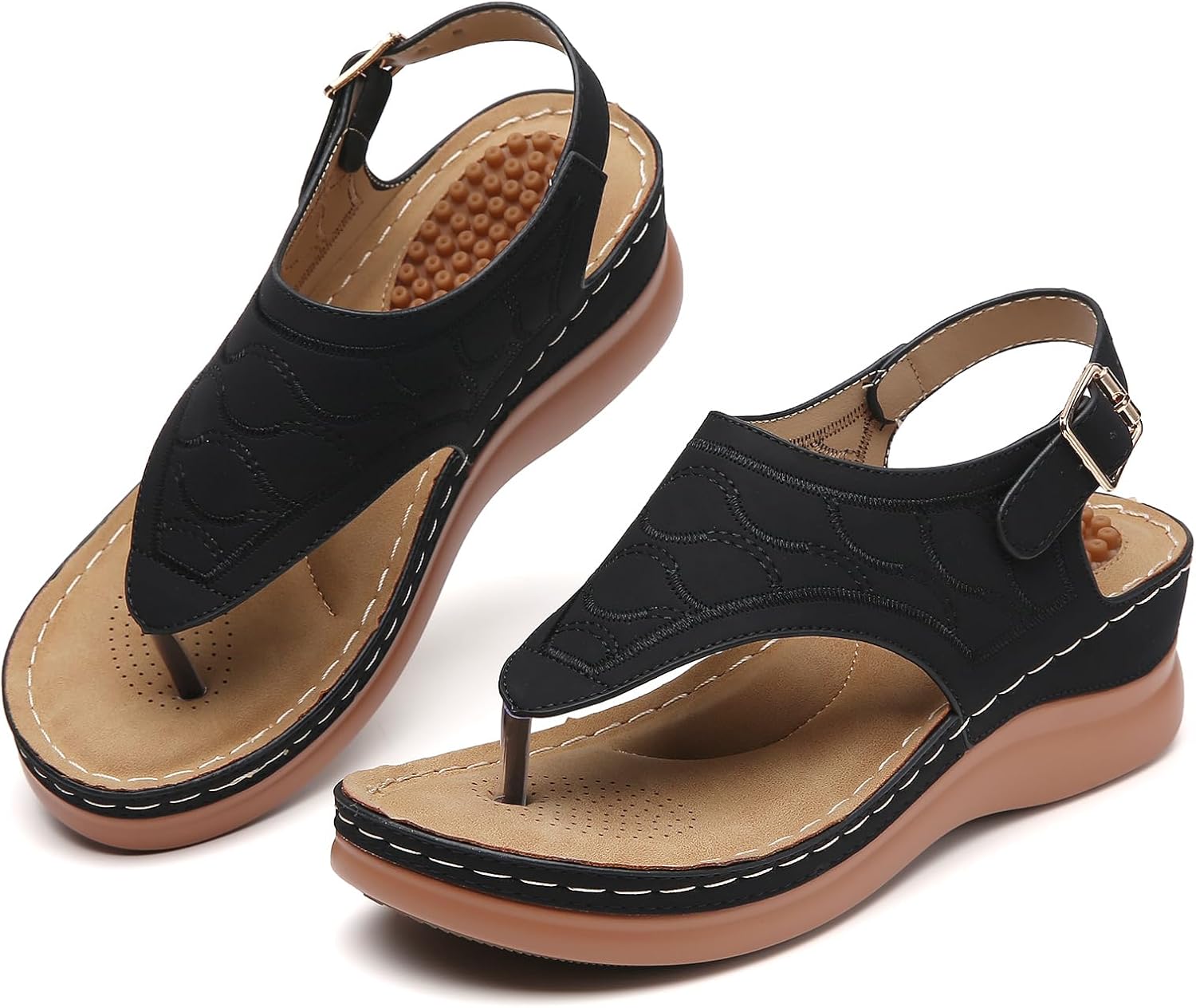 Tilocow Sandals for Women High Arch Support Flip Flops Wedge Sandals Comfortable...