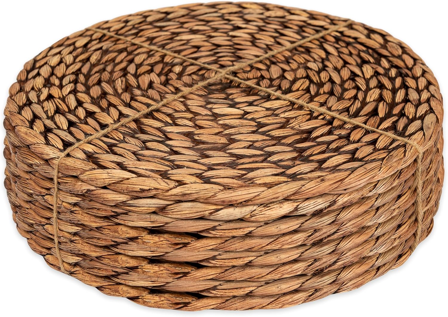 CENBOSS Woven Placemats (13.5" Set of 8, Brown Wash) Round Placemats, Wicker Pla...