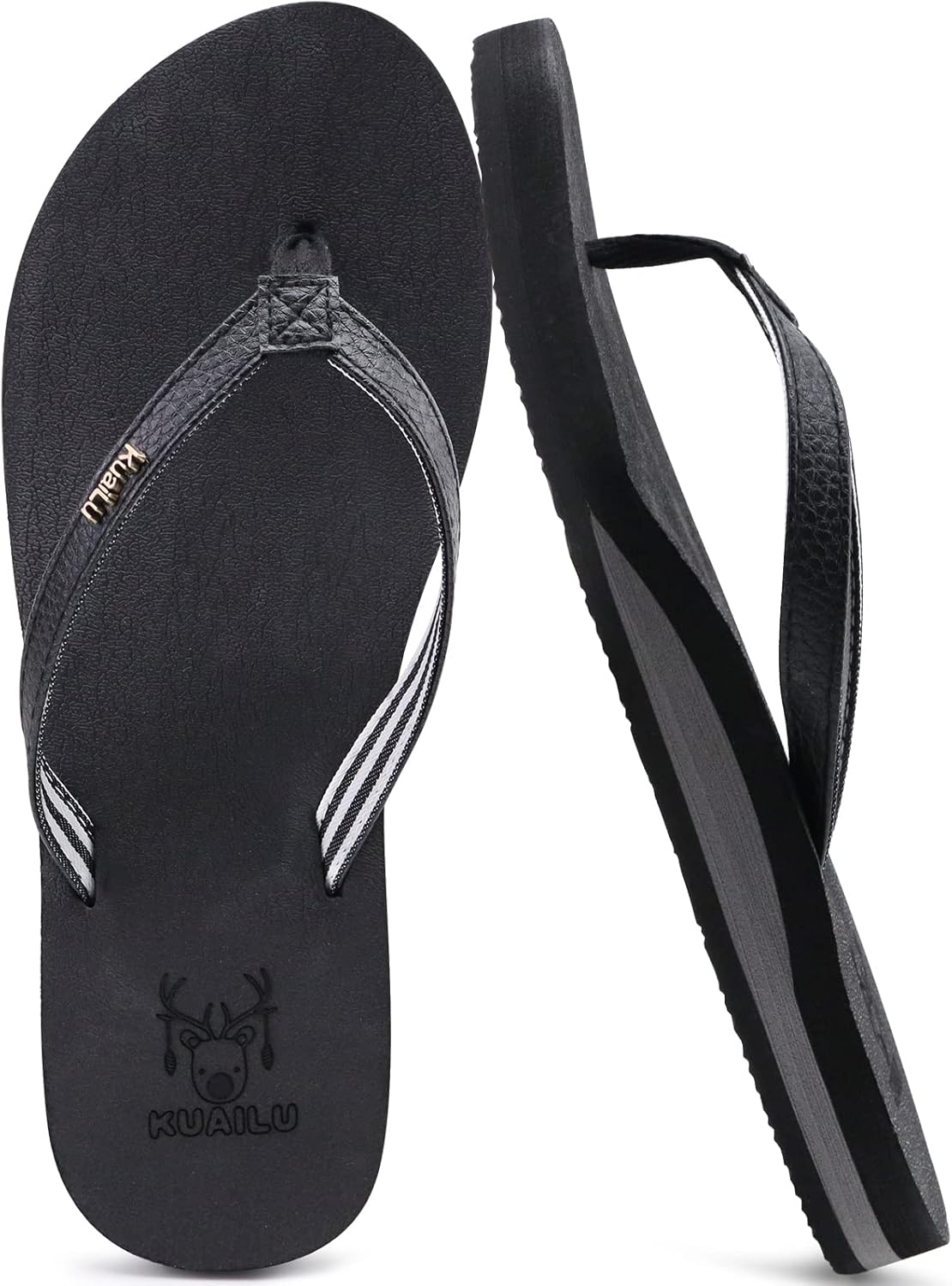 KuaiLu Womens Arch Support Flip Flops, Comfortable Thong Sandals With Yoga Mat C...