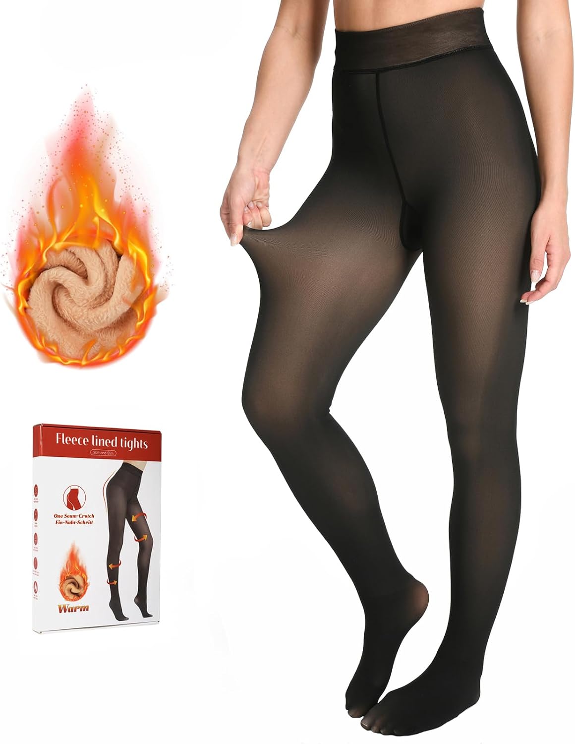 Blu Ninfee Fleece Lined Tights Women, Ladies Thermal Thick Winter Tights Legging...