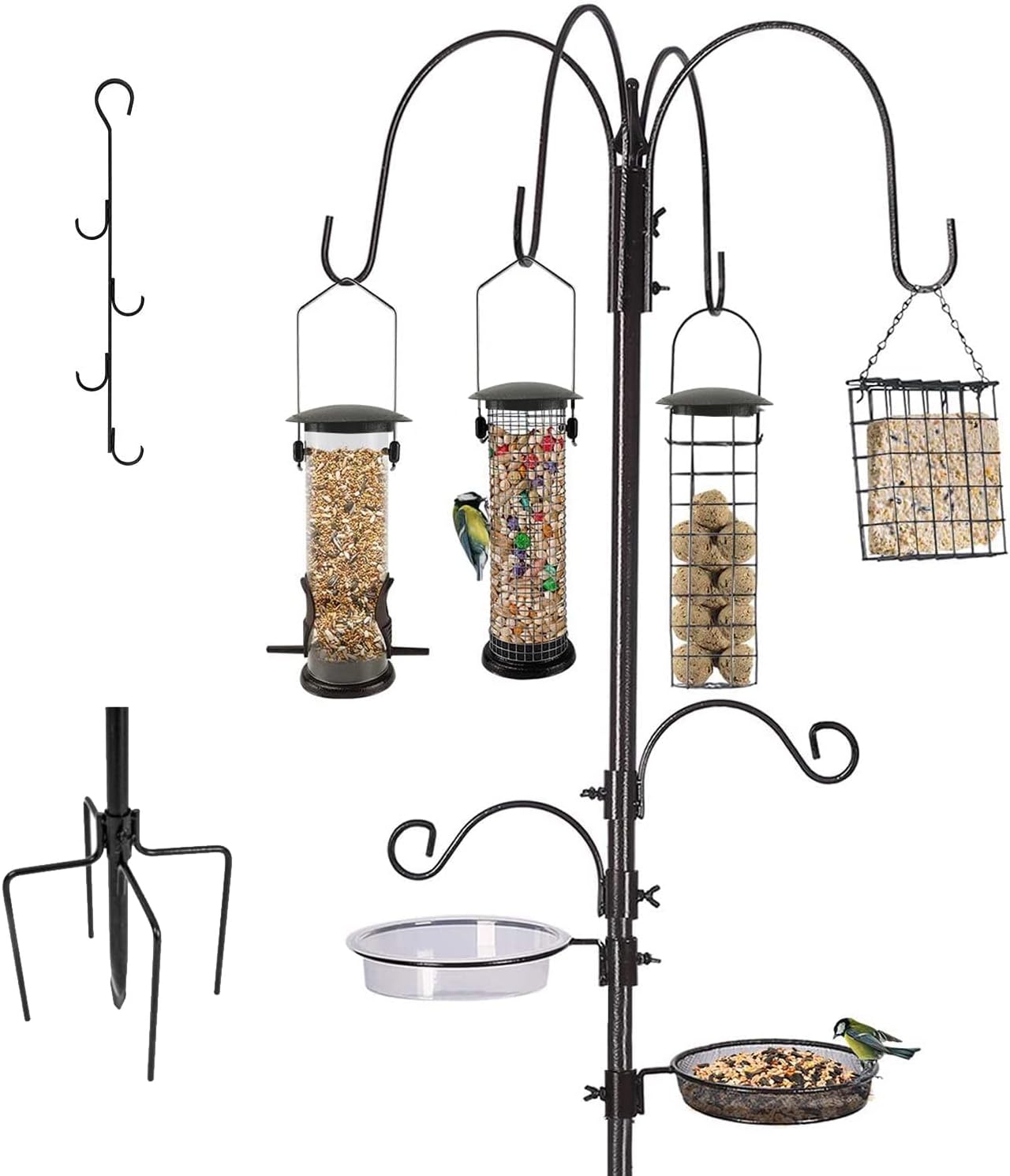Bird Feeding Station Kit Pole Wild Bird Feeder Hanging Planter Hanger Multi Feed...
